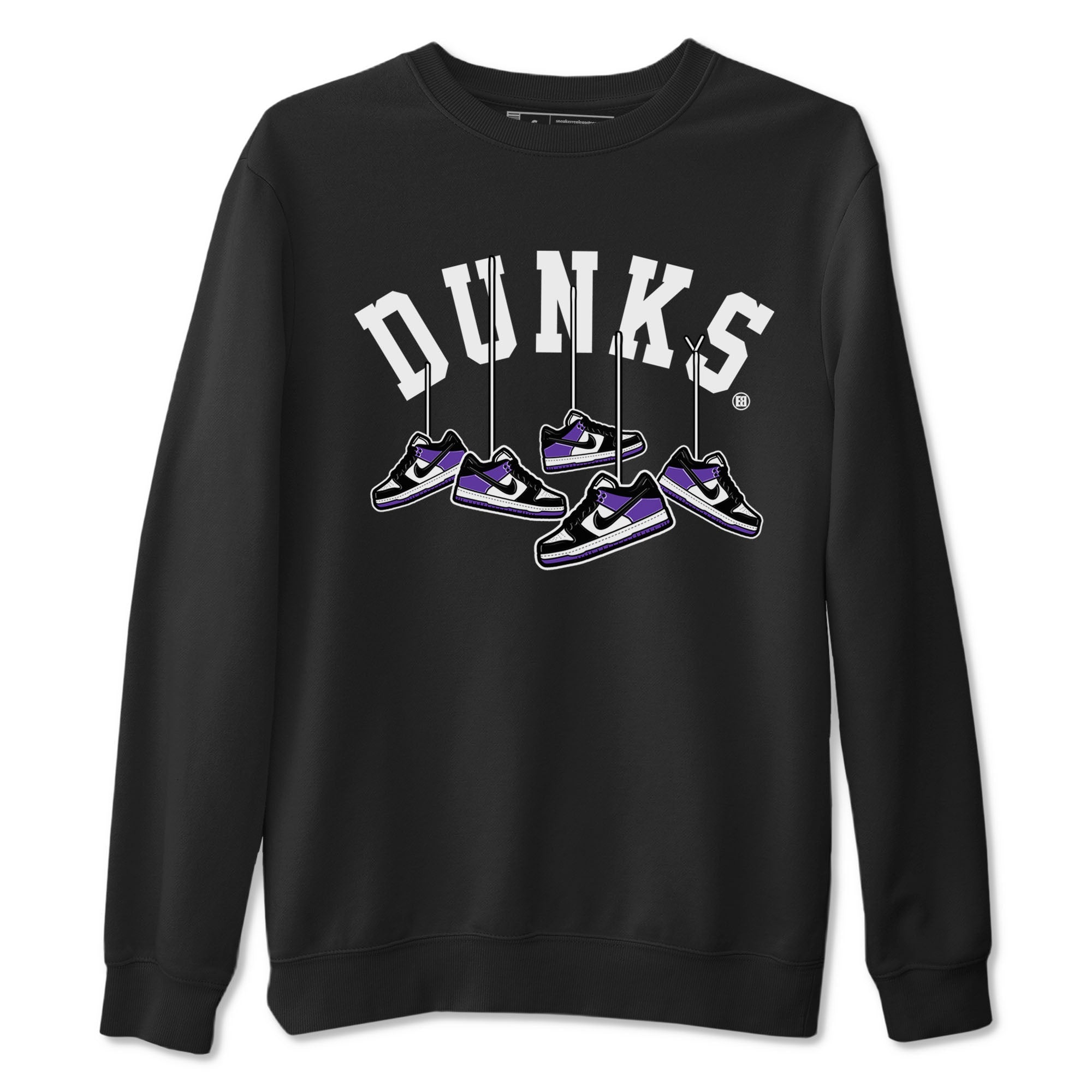 Nike SB Dunk Low Court Purple Shirt To Match Jordans Hanging Sneakers Streetwear Fashion Dunk Low Court Purple Drip Gear Zone unisex crew neck t-shirt Black 2 crew neck shirt