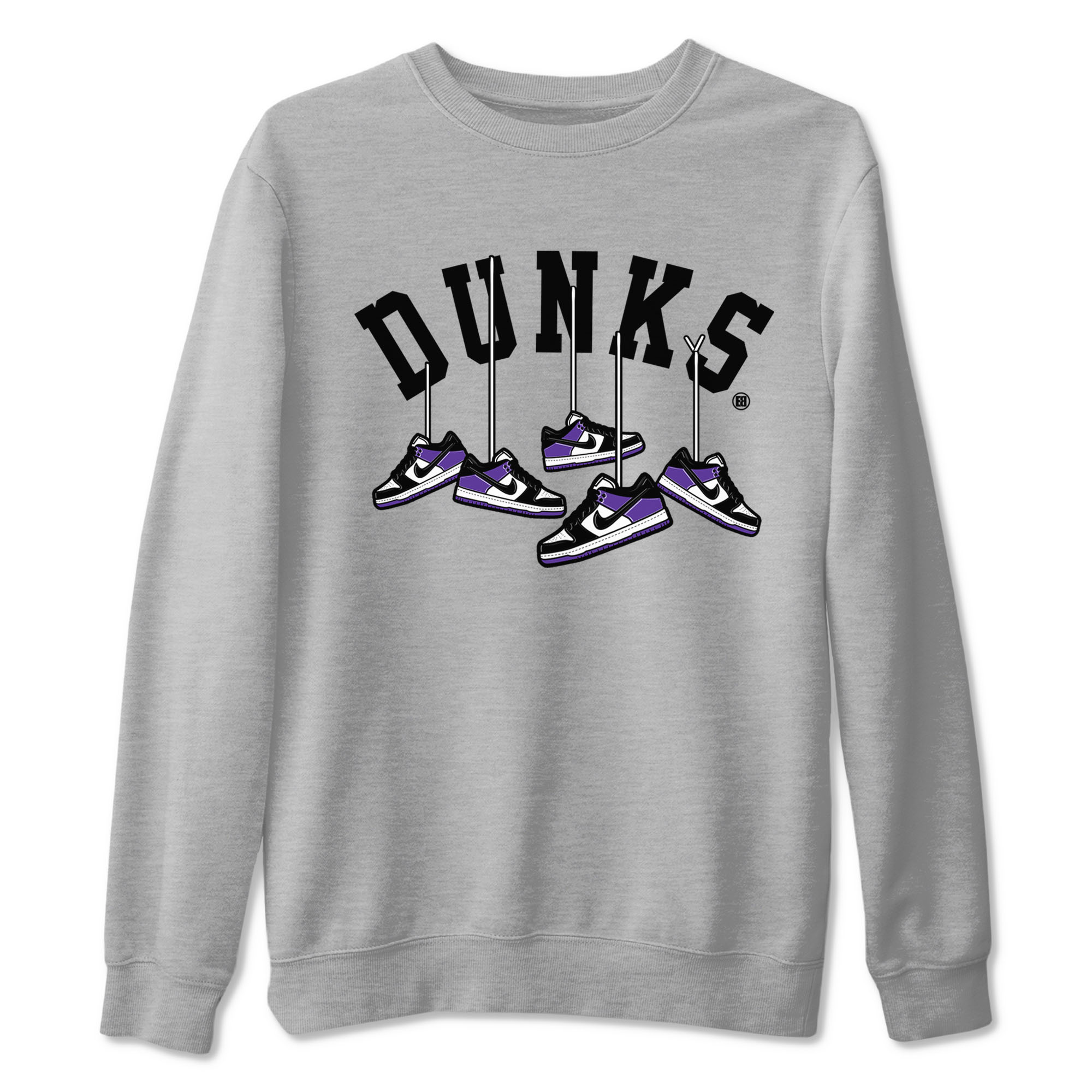 Nike SB Dunk Low Court Purple Shirt To Match Jordans Hanging Sneakers Streetwear Fashion Dunk Low Court Purple Drip Gear Zone unisex crew neck t-shirt Heather Grey 2 crew neck shirt