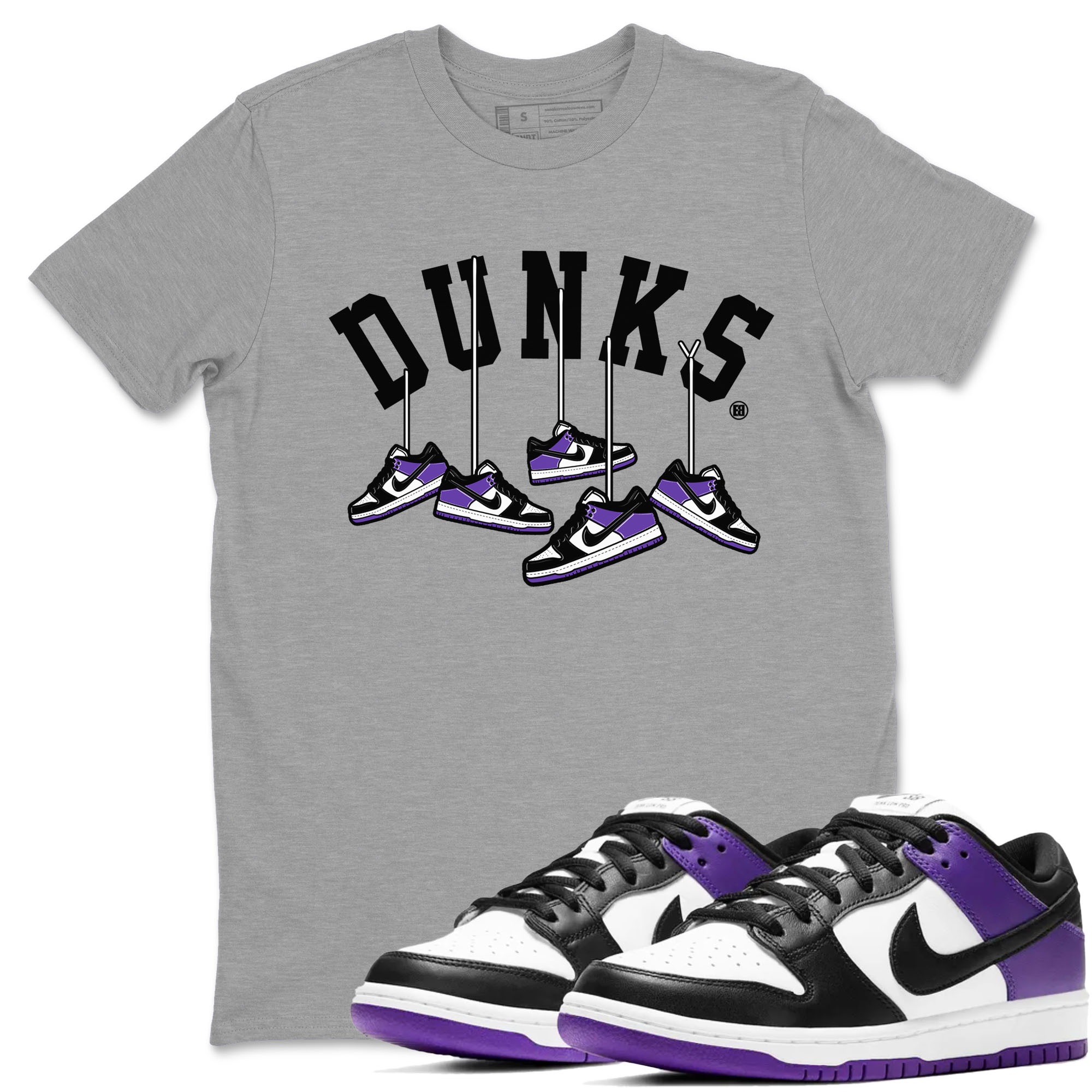 Nike SB Dunk Low Court Purple Shirt To Match Jordans Hanging Sneakers Streetwear Fashion Dunk Low Court Purple Drip Gear Zone unisex crew neck t-shirt Heather Grey 1 crew neck shirt