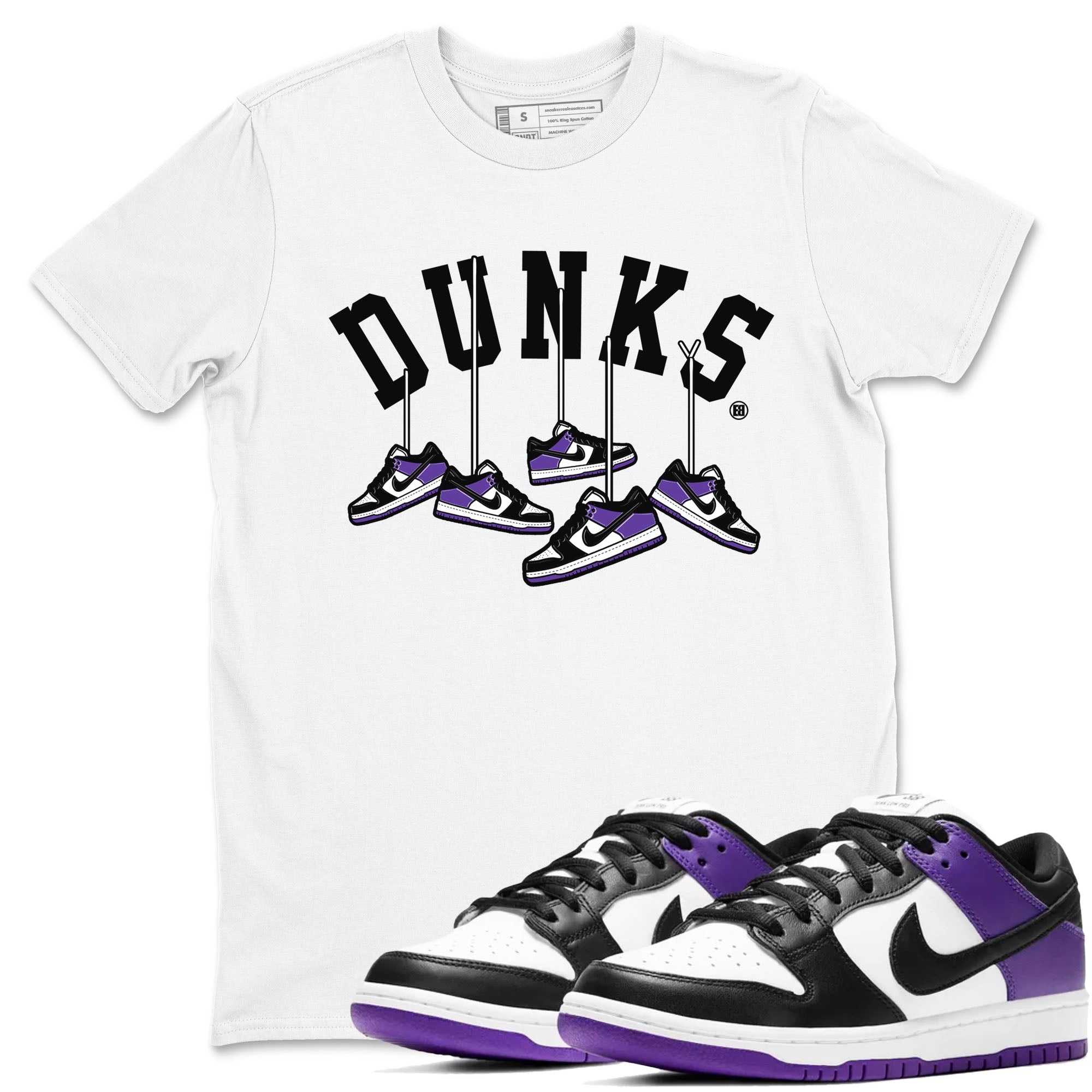 Nike SB Dunk Low Court Purple Shirt To Match Jordans Hanging Sneakers Streetwear Fashion Dunk Low Court Purple Drip Gear Zone unisex crew neck t-shirt White 1 crew neck shirt