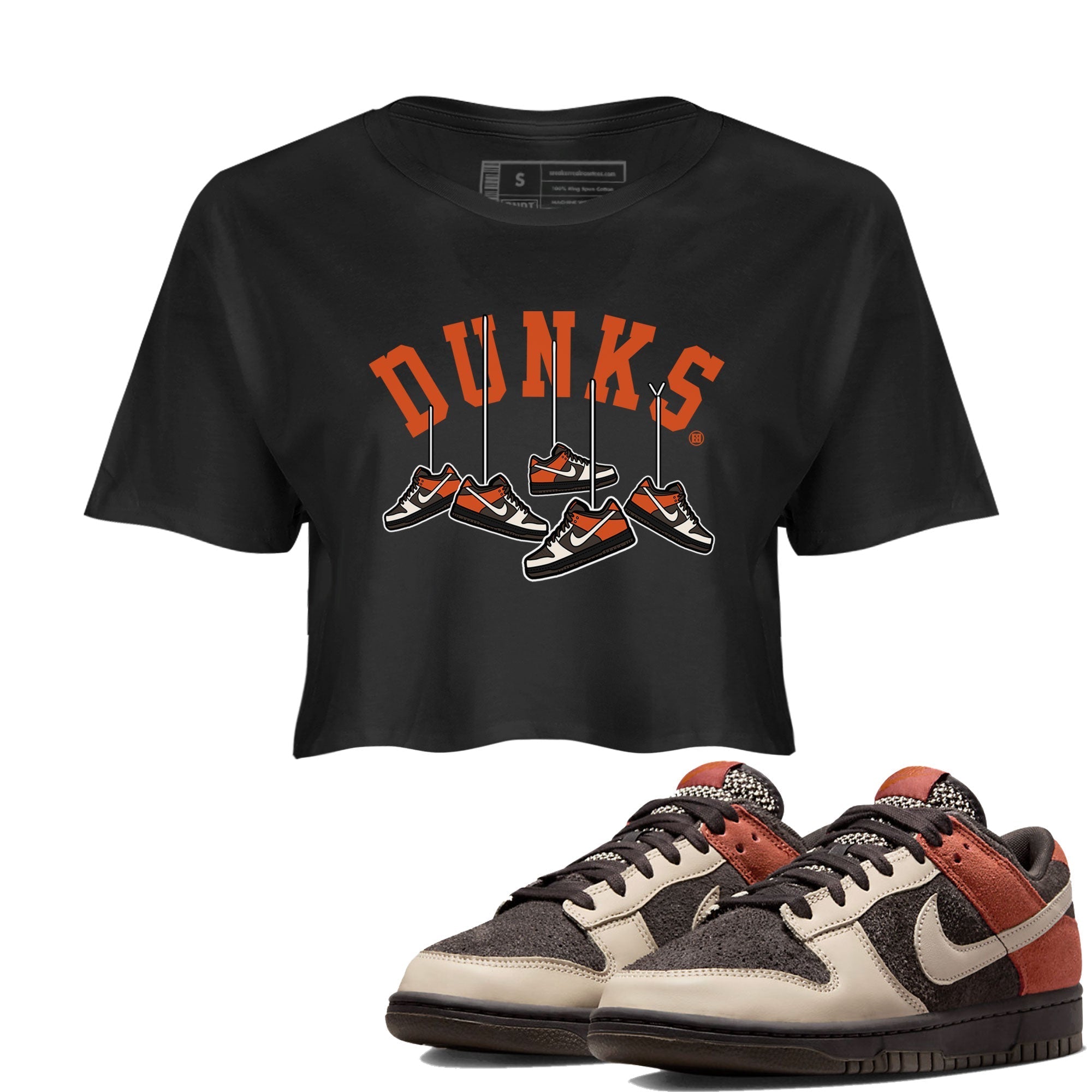 Nike Dunk Low Red Panda shirt to match jordans Hanging Sneakers sneaker tees Dunk Red Panda Drip Gear Zone Sneaker T-Shirts Black 1 Crop T-Shirt