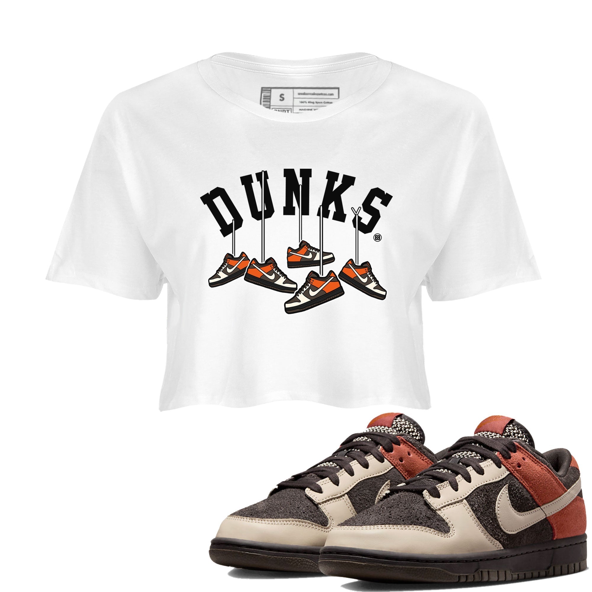 Nike Dunk Low Red Panda shirt to match jordans Hanging Sneakers sneaker tees Dunk Red Panda Drip Gear Zone Sneaker T-Shirts White 1 Crop T-Shirt