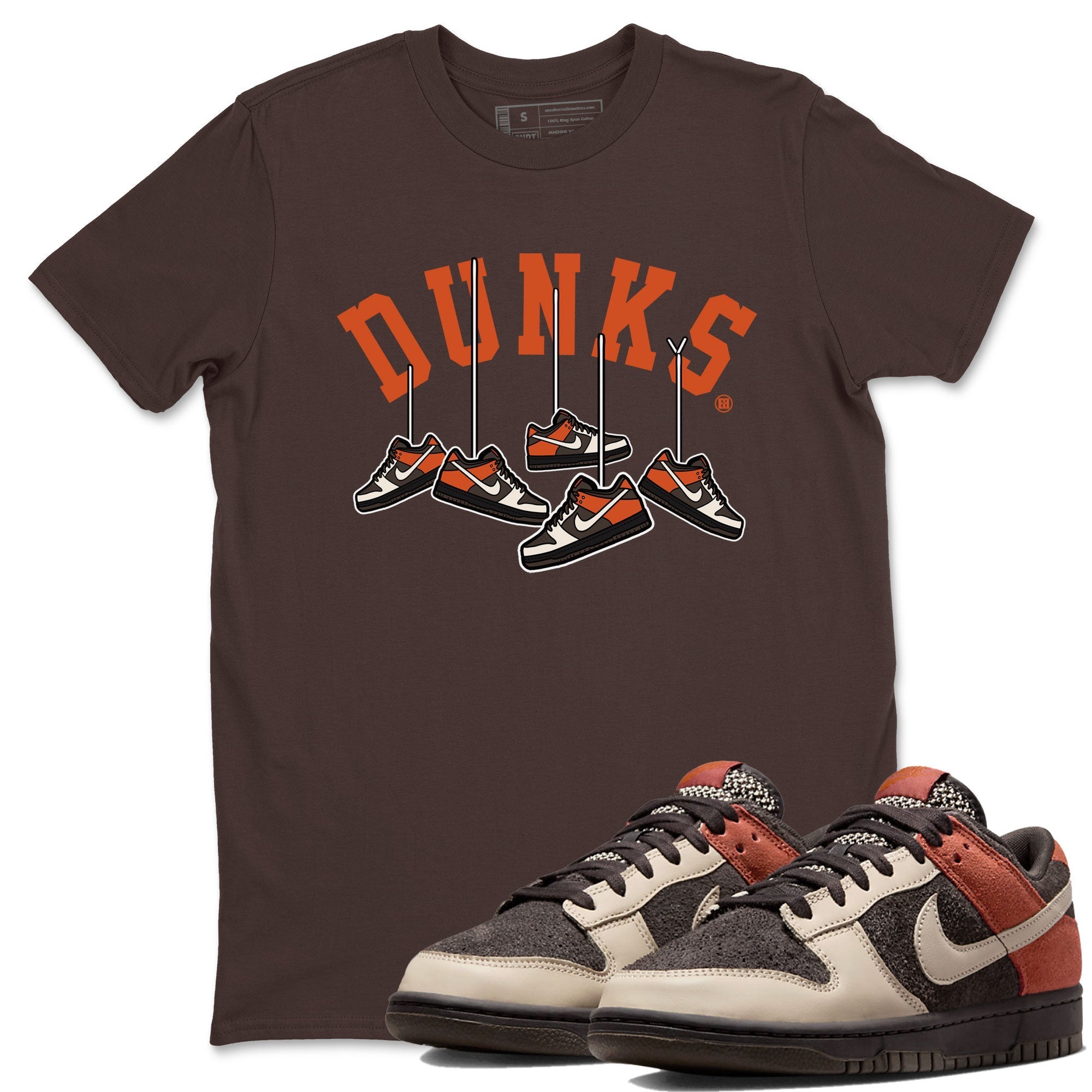 Nike Dunk Low Red Panda shirt to match jordans Hanging Sneakers sneaker tees Dunk Red Panda Drip Gear Zone Sneaker T-Shirts Crew Neck Casual Fit Dark Chocolate 1 T-Shirt