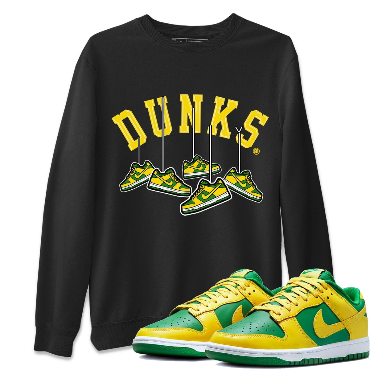 Dunk Reverse Brazil Sneaker Match Tees Hanging Sneakers Sneaker Tees Dunk Reverse Brazil Jordan to match sneaker T-Shirt Crew Neck Shirts