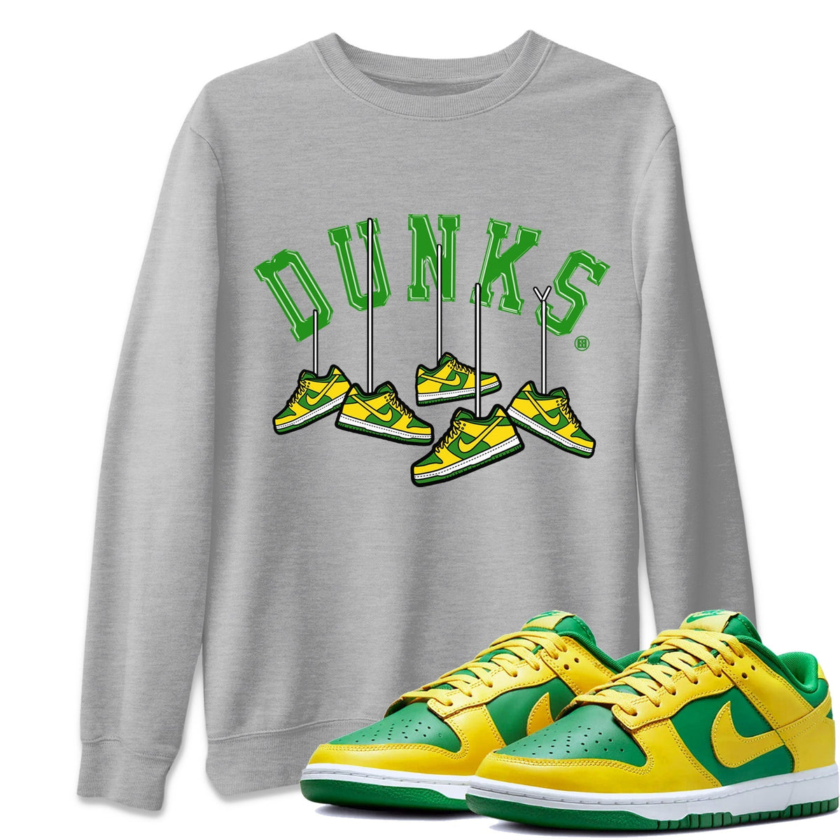Dunk Reverse Brazil Sneaker Match Tees Hanging Sneakers Sneaker Tees Dunk Reverse Brazil Jordan to match sneaker T-Shirt Crew Neck Shirts