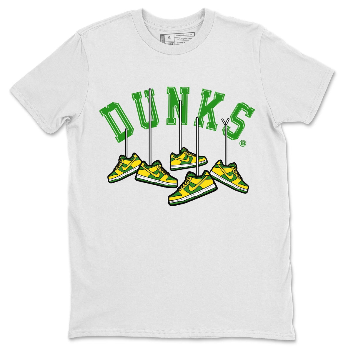 Dunk Reverse Brazil Sneaker Match Tees Hanging Sneakers Sneaker Tees Dunk Reverse Brazil Jordan to match sneaker T-Shirt Crew Neck Shirts