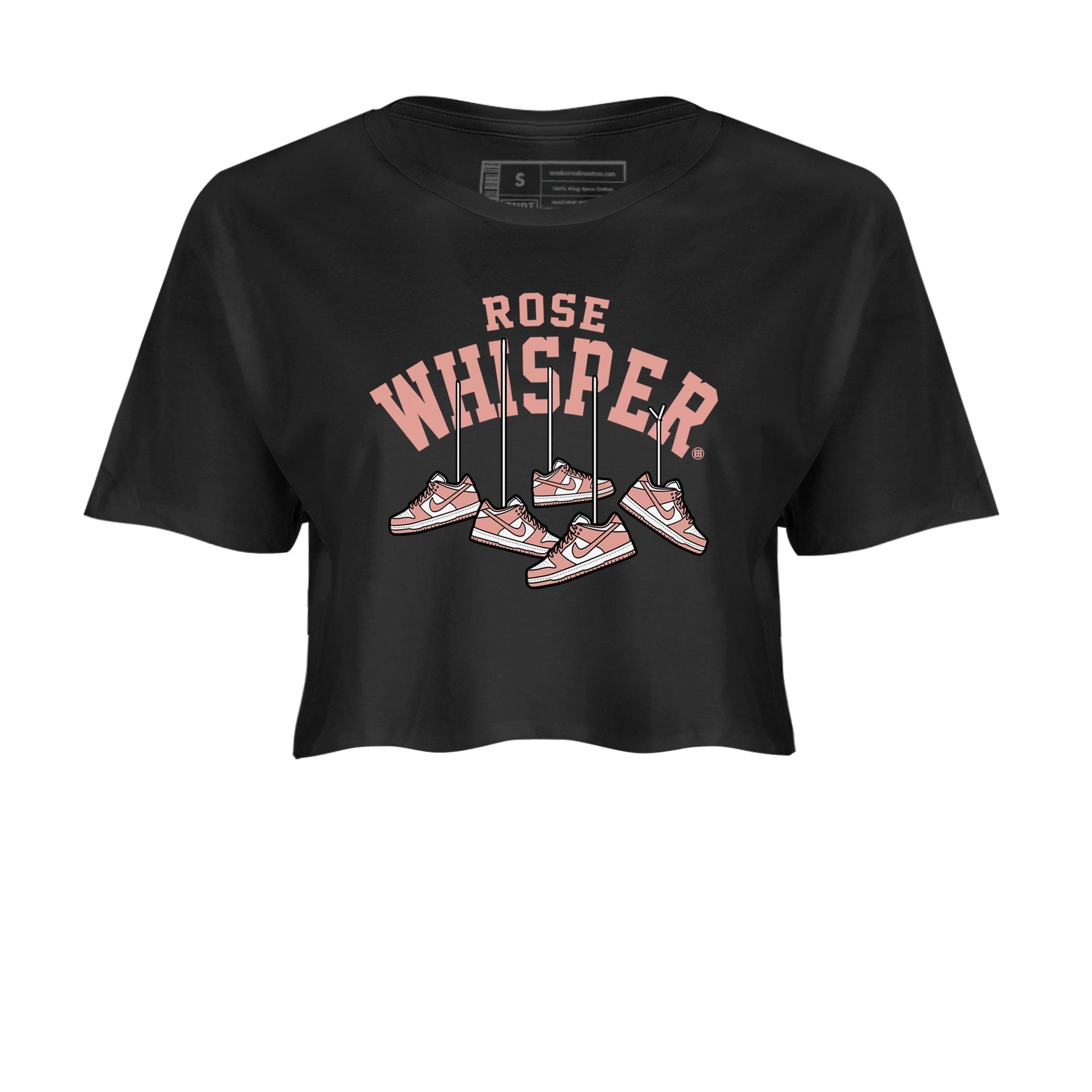 Dunks Low Rose Whisper shirt to match jordans Hanging Sneakers Streetwear Sneaker Shirt Dunk Rose Whisper Drip Gear Zone Sneaker Matching Clothing Black 2 Crop T-Shirt