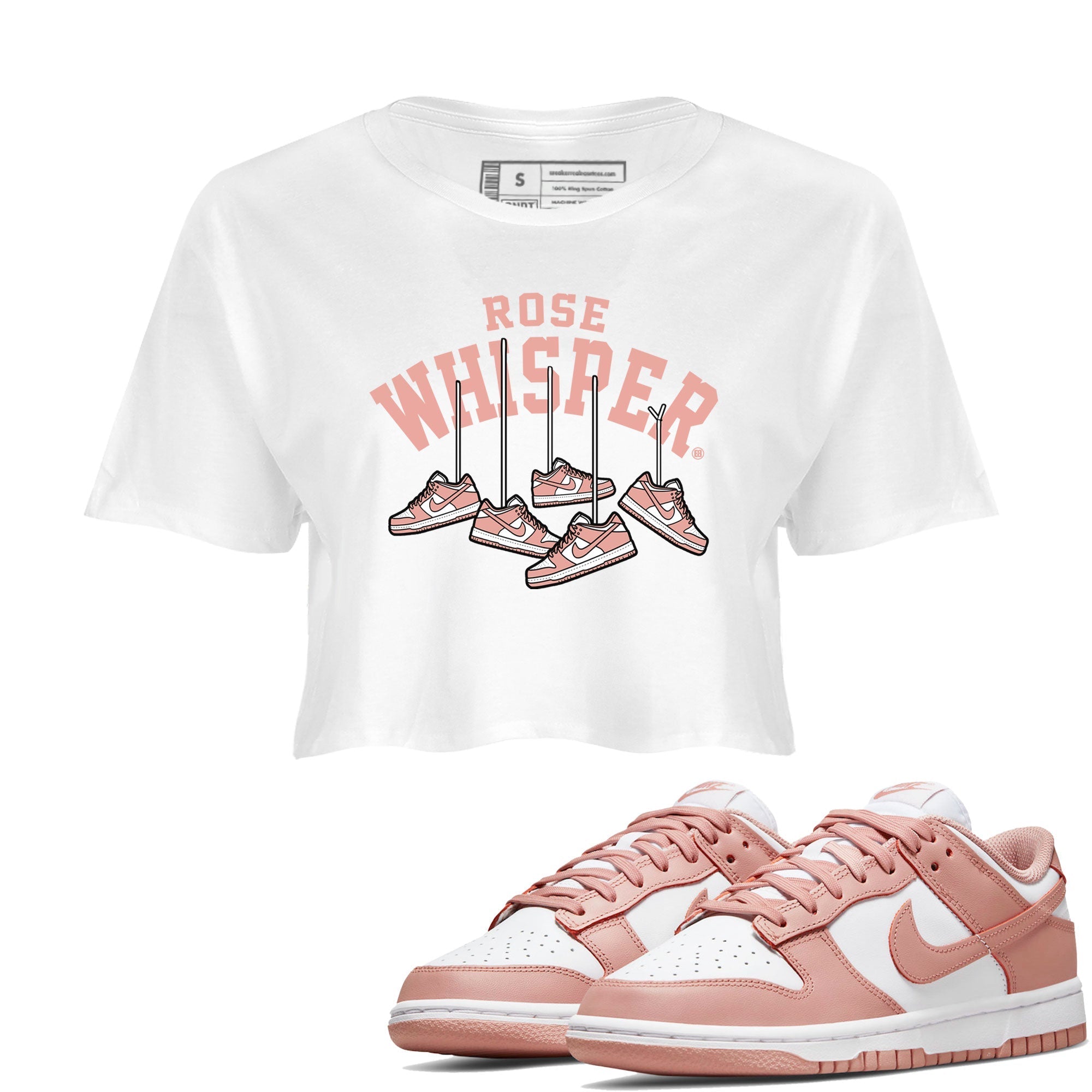 Dunks Low Rose Whisper shirt to match jordans Hanging Sneakers Streetwear Sneaker Shirt Dunk Rose Whisper Drip Gear Zone Sneaker Matching Clothing White 1 Crop T-Shirt