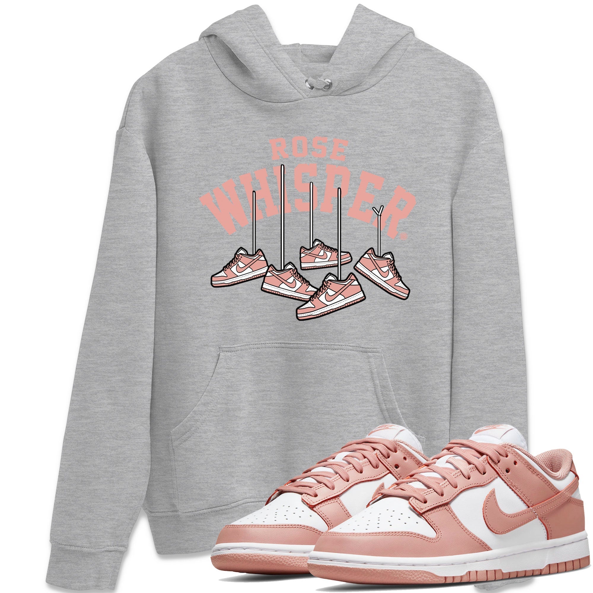 Dunks Low Rose Whisper shirt to match jordans Hanging Sneakers Streetwear Sneaker Shirt Dunk Rose Whisper Drip Gear Zone Sneaker Matching Clothing Unisex Heather Grey 1 T-Shirt