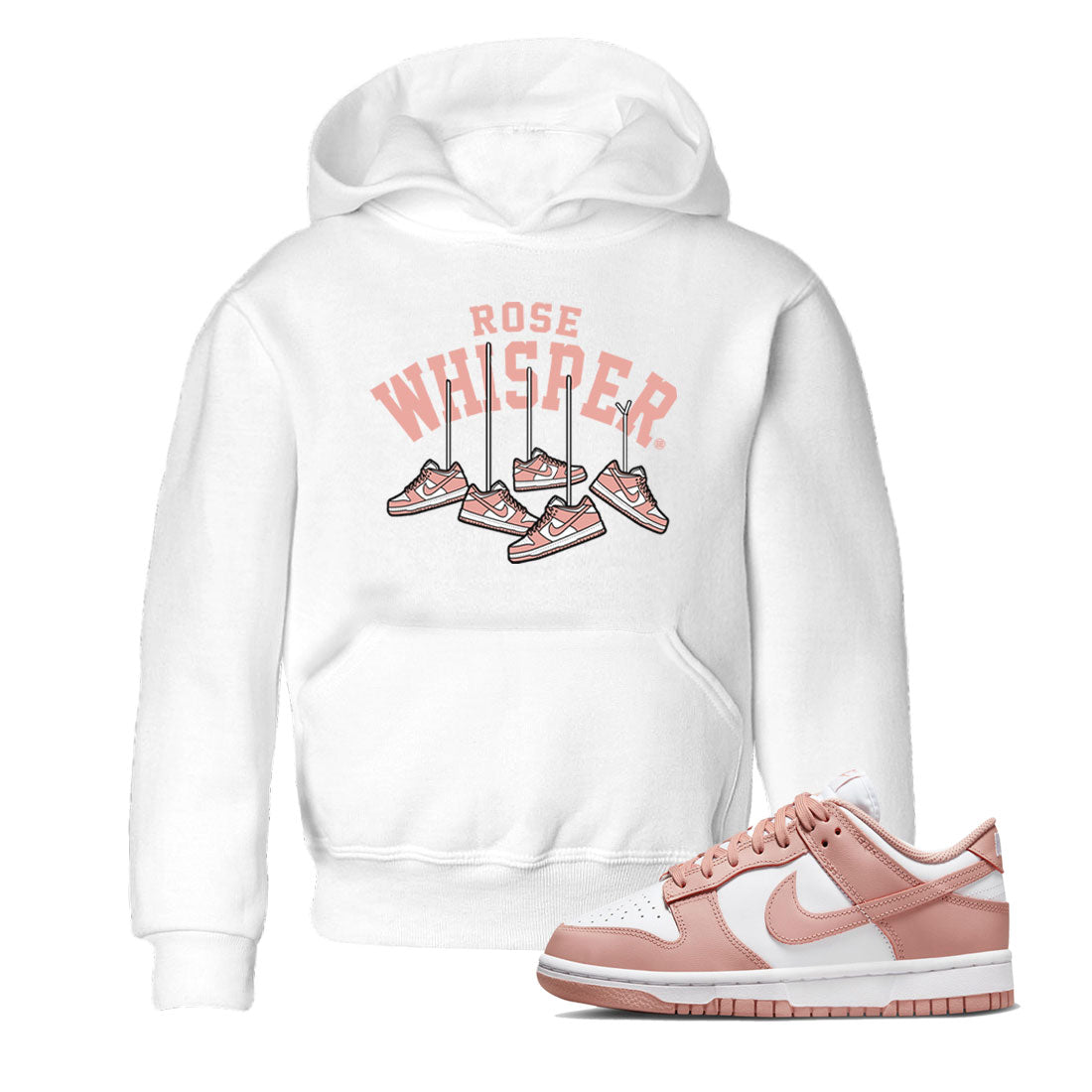 Dunks Low Rose Whisper shirt to match jordans Hanging Sneakers Streetwear Sneaker Shirt Dunk Rose Whisper Drip Gear Zone Sneaker Matching Clothing Baby Toddler White 1 T-Shirt