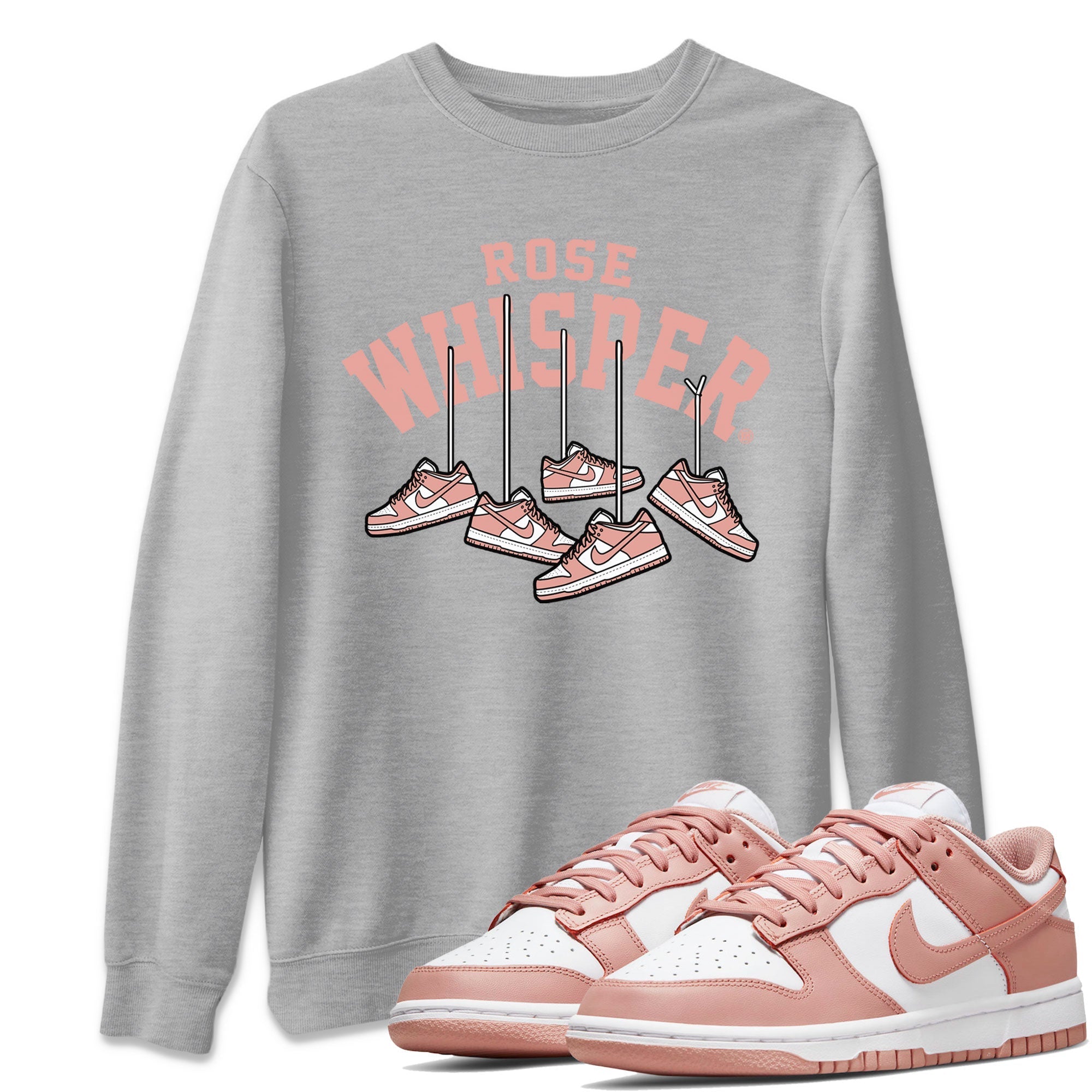Dunks Low Rose Whisper shirt to match jordans Hanging Sneakers Streetwear Sneaker Shirt Dunk Rose Whisper Drip Gear Zone Sneaker Matching Clothing Unisex Heather Grey 1 T-Shirt