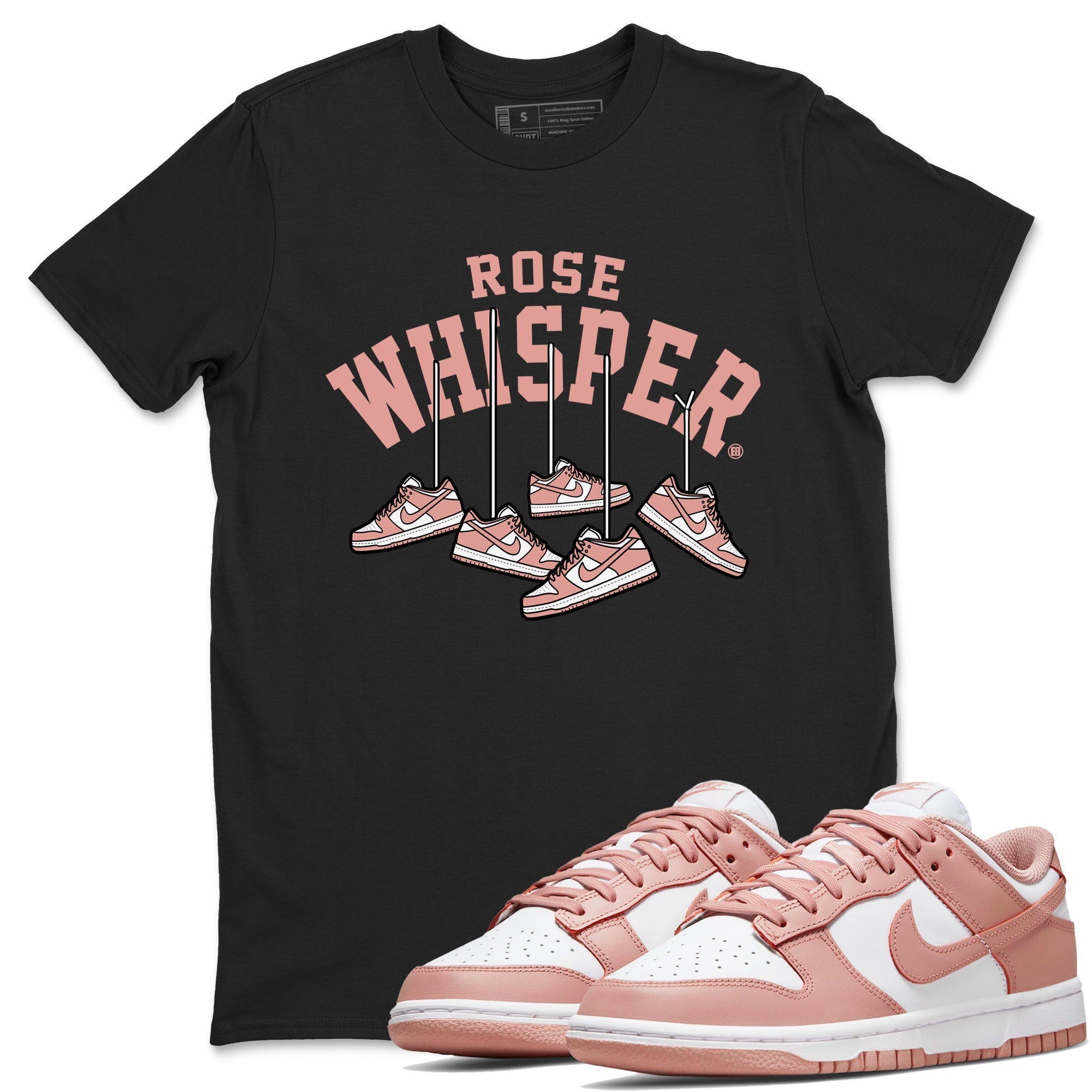 Dunks Low Rose Whisper shirt to match jordans Hanging Sneakers Streetwear Sneaker Shirt Dunk Rose Whisper Drip Gear Zone Sneaker Matching Clothing Unisex Black 1 T-Shirt