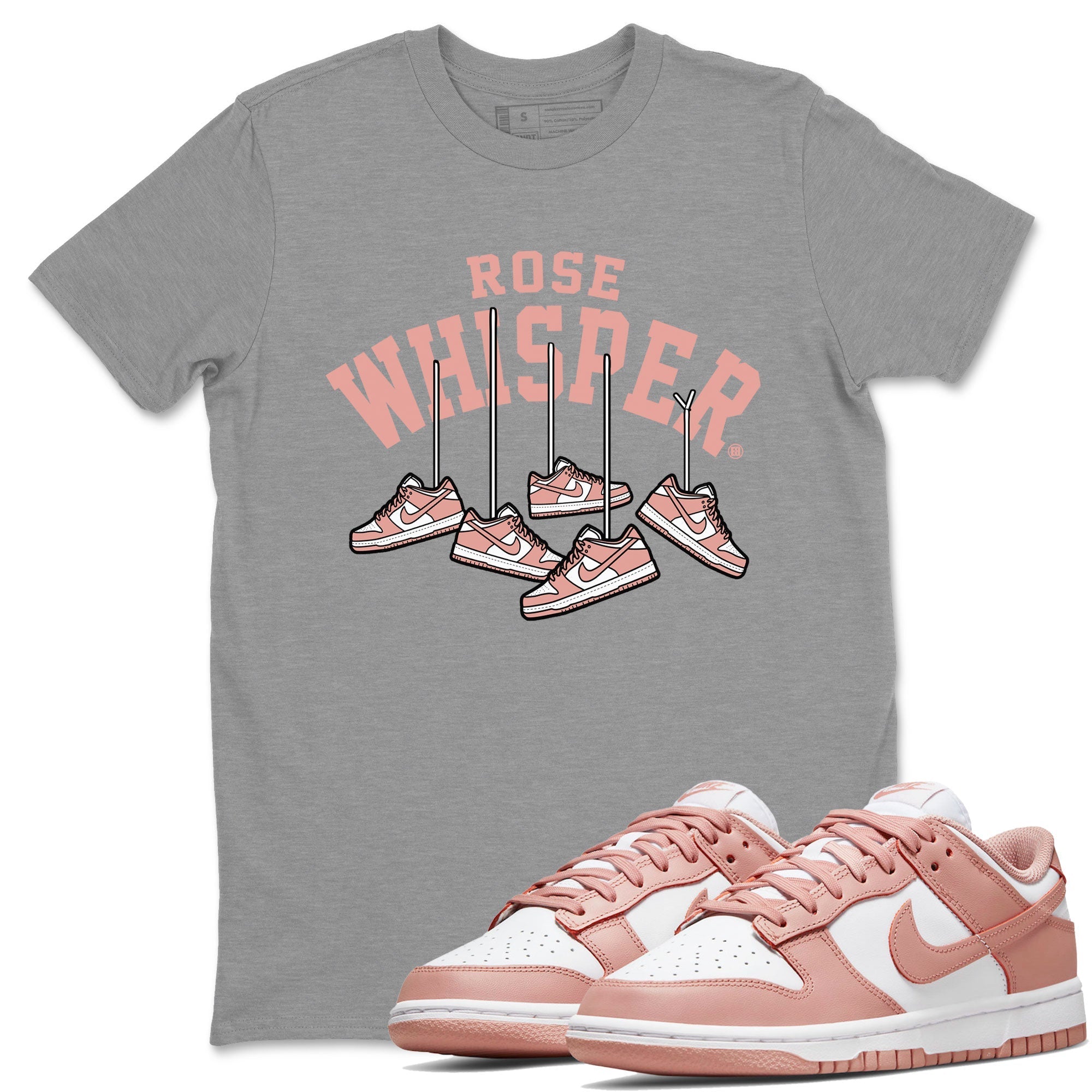 Dunks Low Rose Whisper shirt to match jordans Hanging Sneakers Streetwear Sneaker Shirt Dunk Rose Whisper Drip Gear Zone Sneaker Matching Clothing Unisex Heather Grey 1 T-Shirt