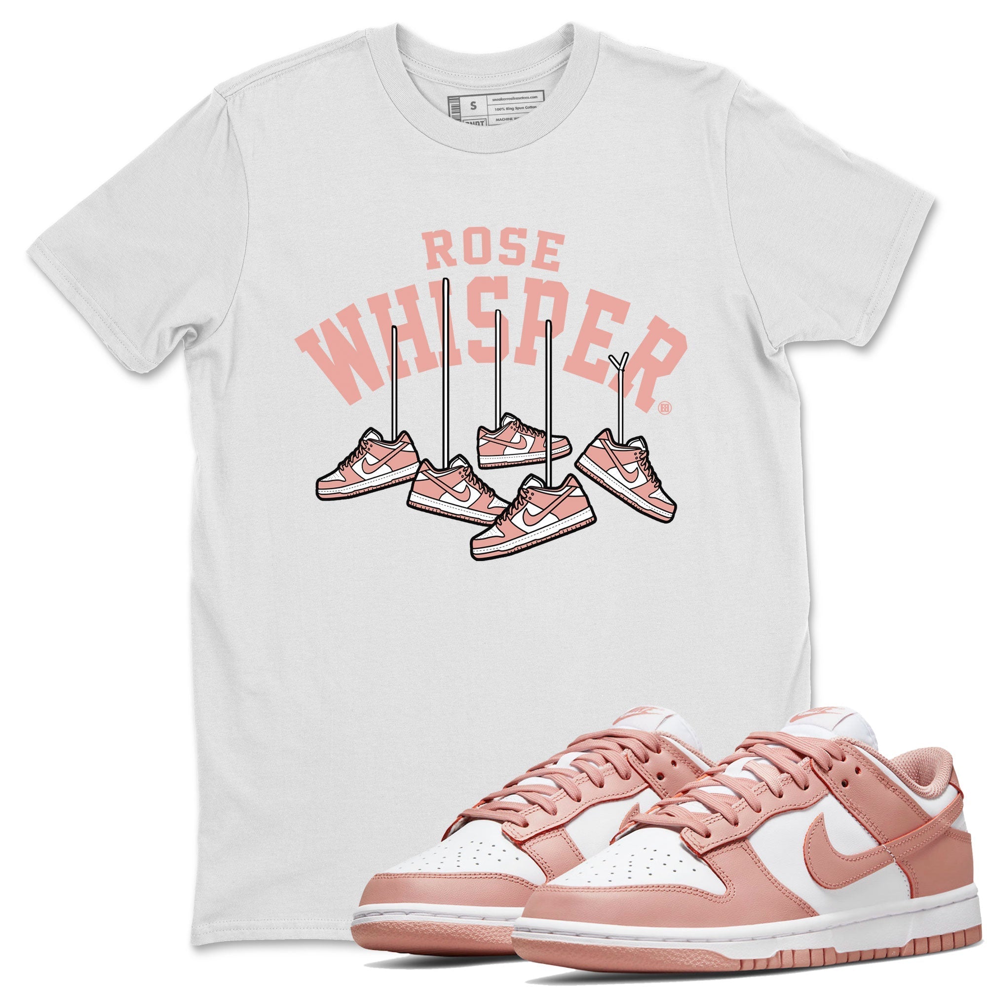 Dunks Low Rose Whisper shirt to match jordans Hanging Sneakers Streetwear Sneaker Shirt Dunk Rose Whisper Drip Gear Zone Sneaker Matching Clothing Unisex White 1 T-Shirt