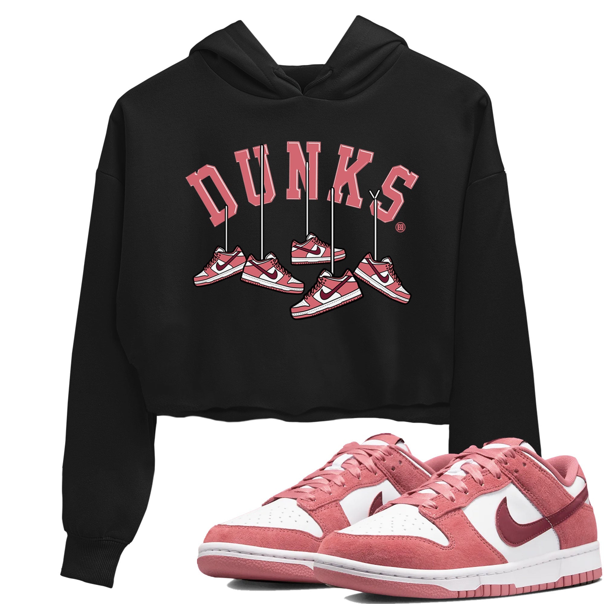Dunks Valentines Day shirt to match jordans Hanging Sneakers sneaker tees Dunks Valentine's Day Drip Gear Zone Black 1 crop length shirt