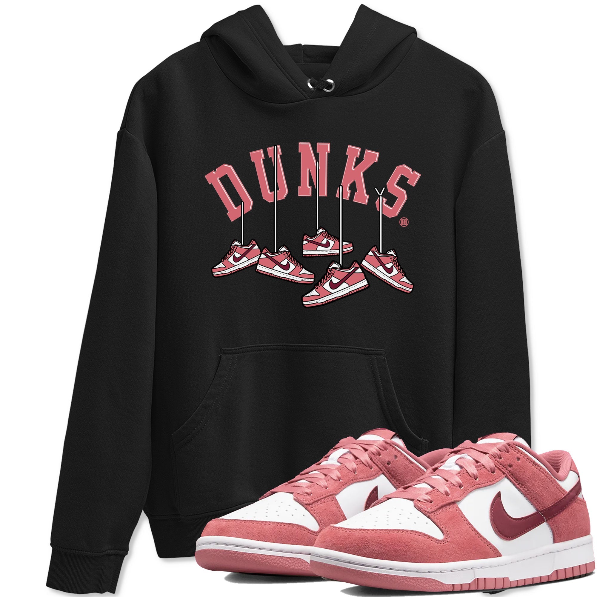 Dunks Valentines Day shirt to match jordans Hanging Sneakers sneaker tees Dunks Valentine's Day Drip Gear Zone unisex cotton Black 1 crew neck shirt