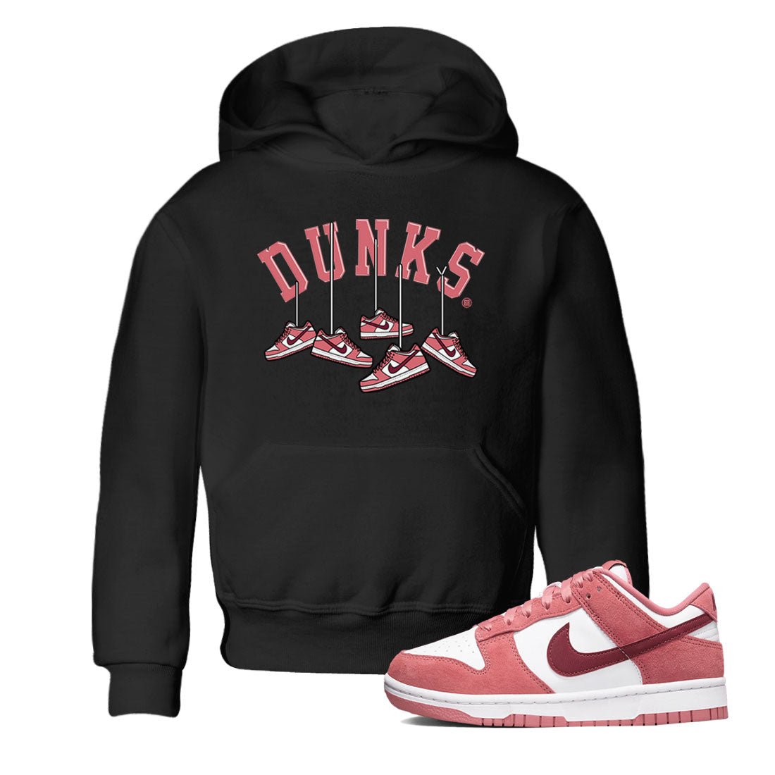 Dunks Valentines Day shirt to match jordans Hanging Sneakers sneaker tees Dunks Valentine's Day Drip Gear Zone baby toddler Black 1 cotton Shirt