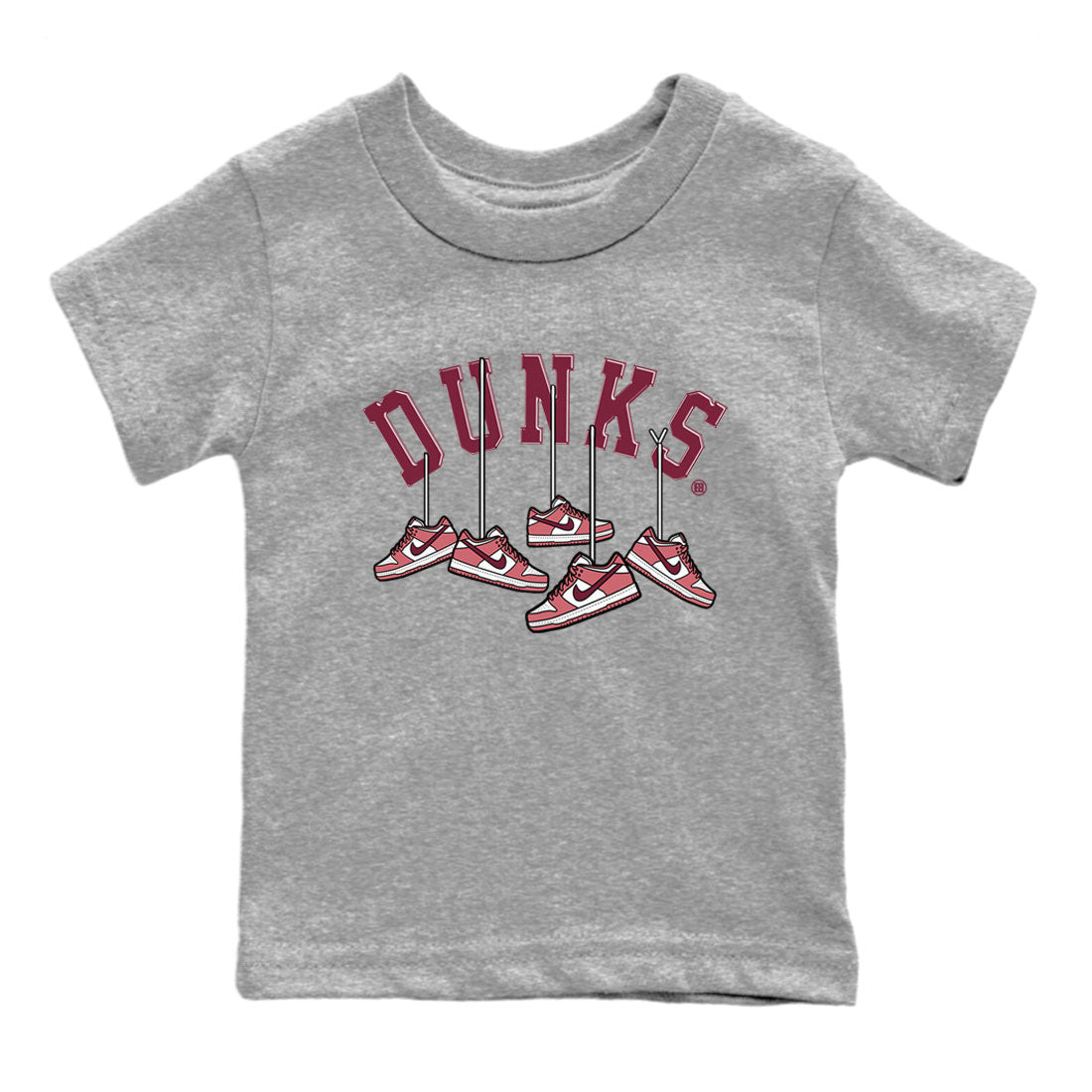 Dunks Valentines Day shirt to match jordans Hanging Sneakers sneaker tees Dunks Valentine's Day Drip Gear Zone baby toddler Heather Grey 2 cotton Shirt