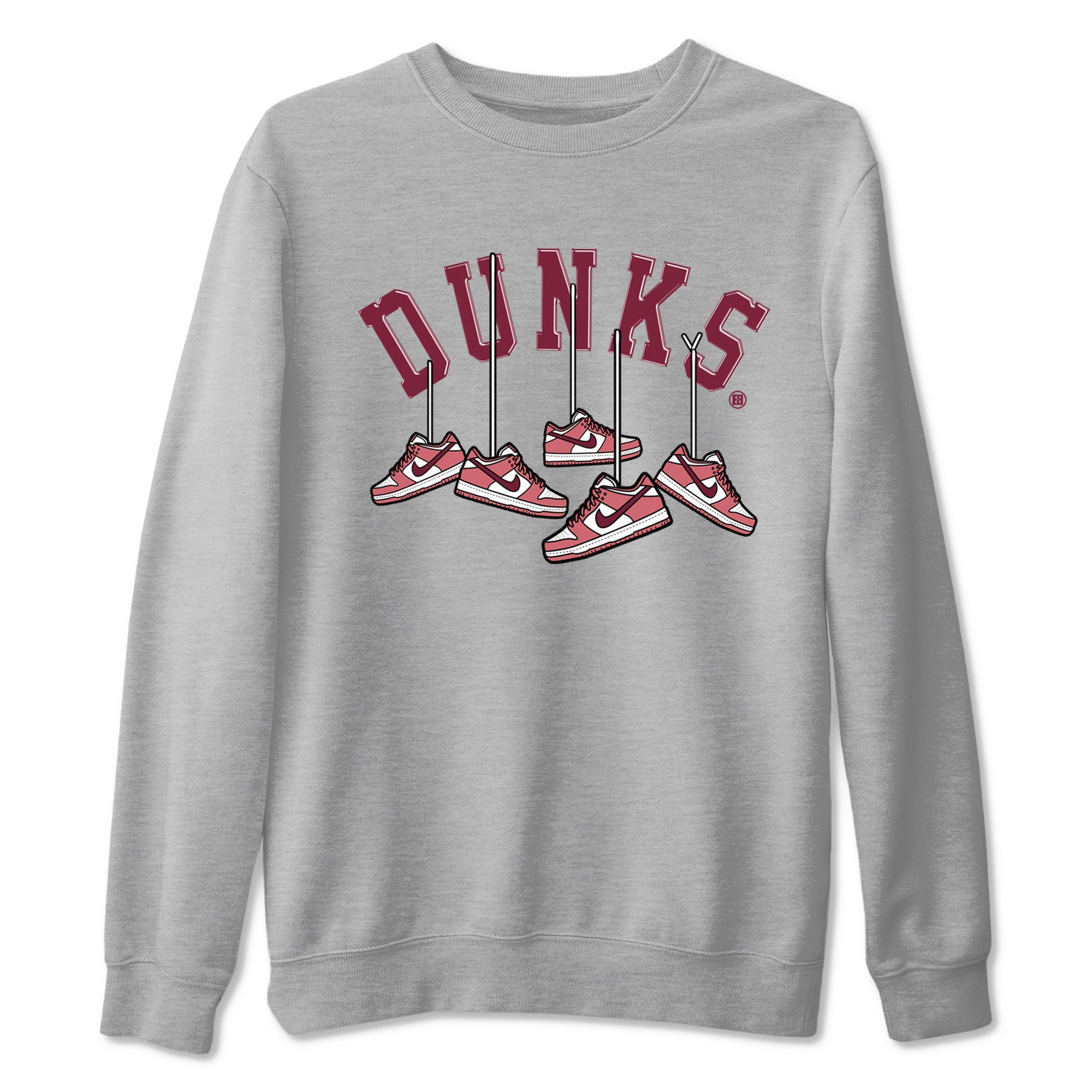 Dunks Valentines Day shirt to match jordans Hanging Sneakers sneaker tees Dunks Valentine's Day Drip Gear Zone unisex cotton Heather Grey 2 crew neck shirt