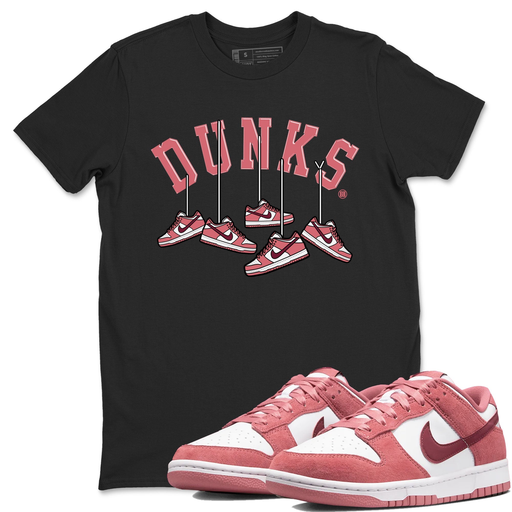Dunks Valentines Day shirt to match jordans Hanging Sneakers sneaker tees Dunks Valentine's Day Drip Gear Zone unisex cotton Black 1 crew neck shirt