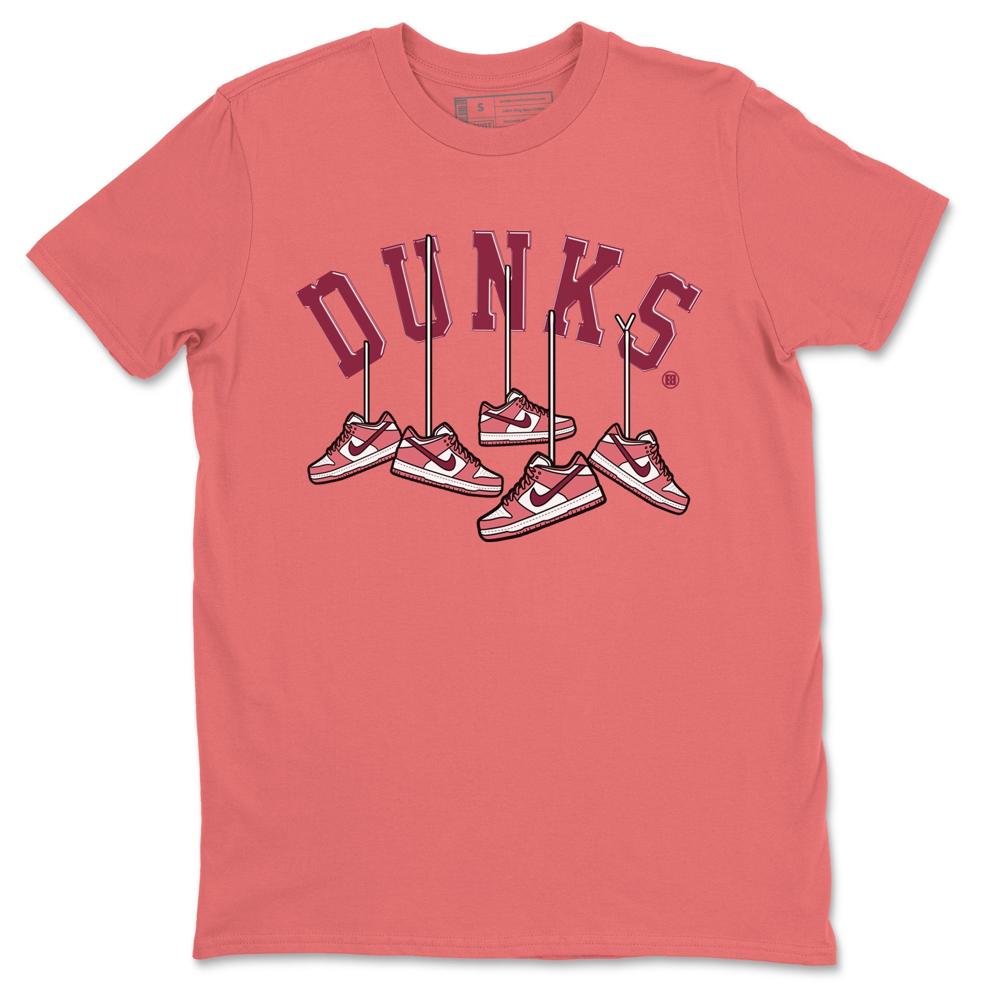 Dunks Valentines Day shirt to match jordans Hanging Sneakers sneaker tees Dunks Valentine's Day Drip Gear Zone unisex cotton Coral 2 crew neck shirt