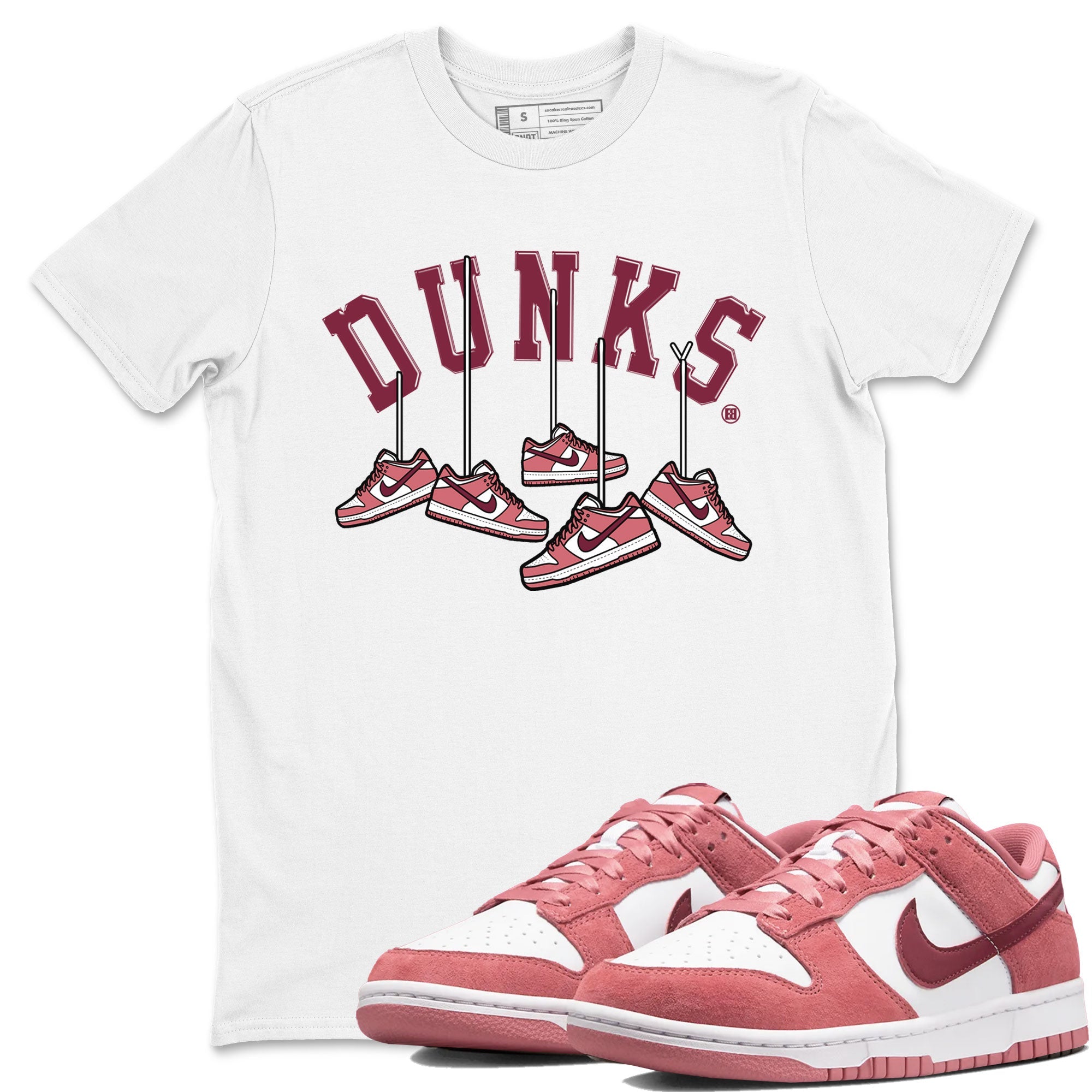 Dunks Valentines Day shirt to match jordans Hanging Sneakers sneaker tees Dunks Valentine's Day Drip Gear Zone unisex cotton White 1 crew neck shirt