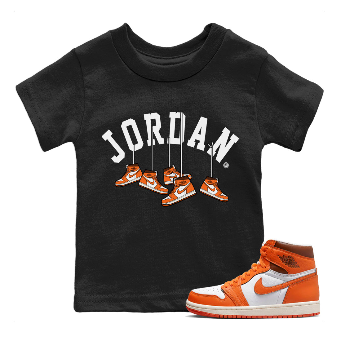 Jordan 1 Starfish Sneaker Matching T-Shirt Hanging Sneakers Sneaker Tees Jordan 1 Starfish Sneaker Release Tees Kids Shirts