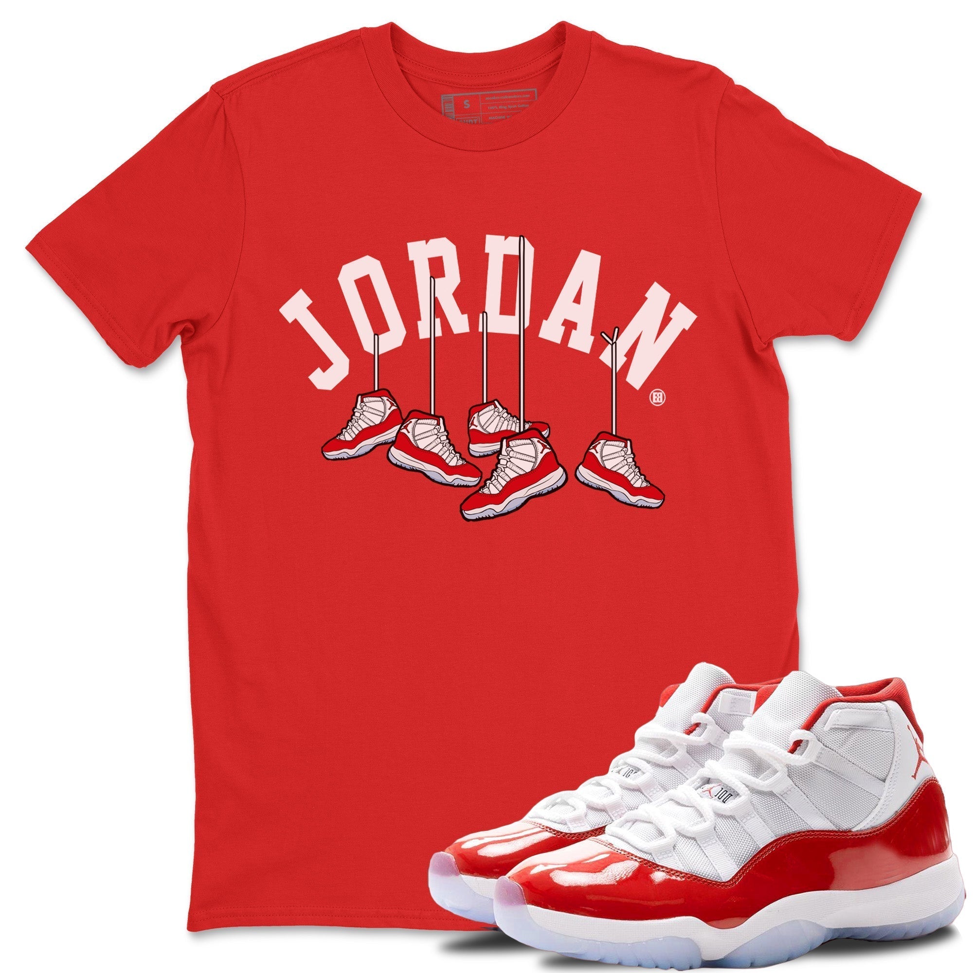 Jordan 11 Cherry Shirt To Match Jordans Hanging Sneakers Sneaker Tees Jordan 11 Cherry Drip Gear Zone Sneaker Matching Clothing Unisex Shirts