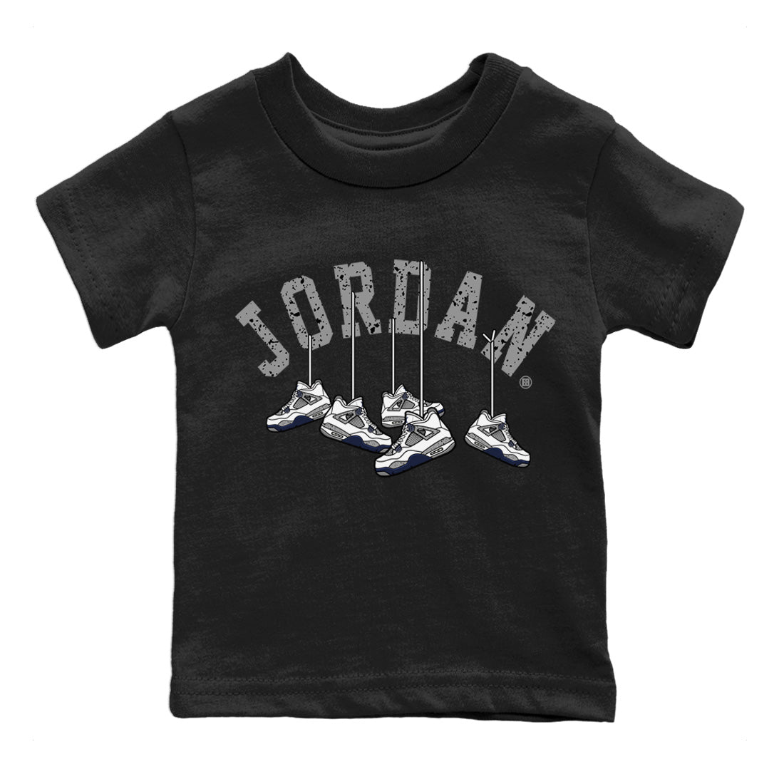 Jordan 4 Midnight Navy Sneaker Matching T-Shirt Hanging Sneakers Sneaker Tees Jordan 4 Midnight Navy Sneaker Release Tees Kids Shirts