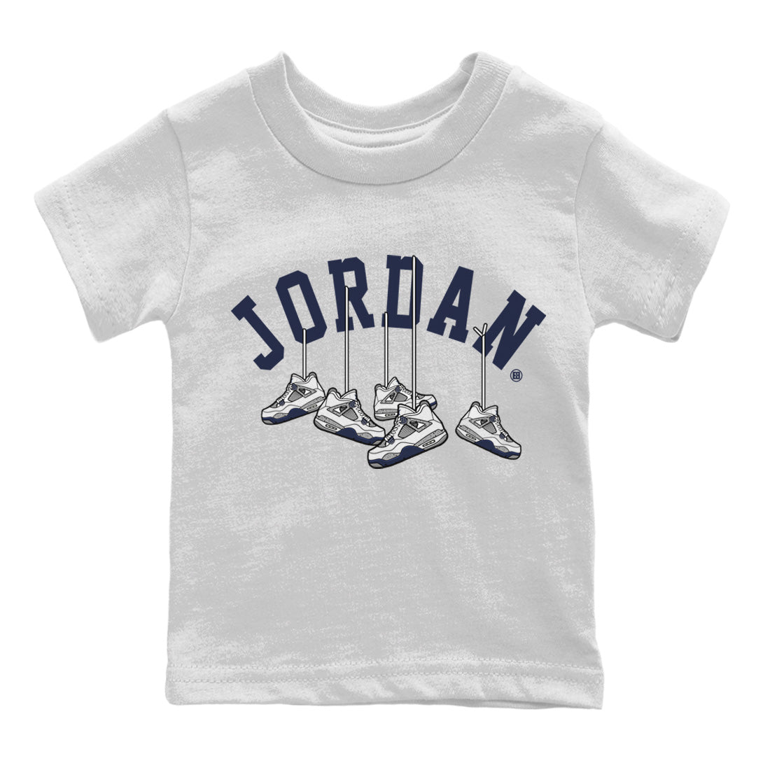Jordan 4 Midnight Navy Sneaker Matching T-Shirt Hanging Sneakers Sneaker Tees Jordan 4 Midnight Navy Sneaker Release Tees Kids Shirts