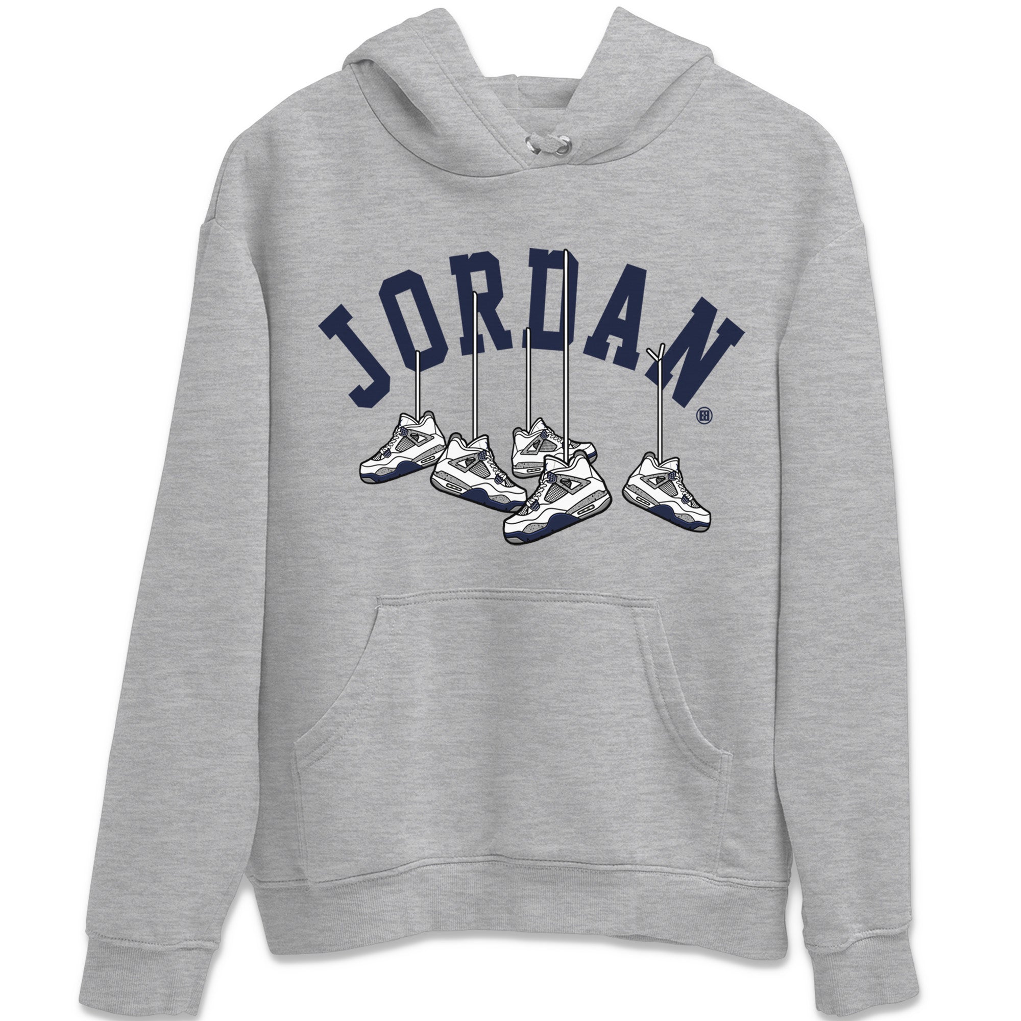 Jordan 4 Midnight Navy Sneaker Matching T-Shirt Hanging Sneakers Sneaker Tees Jordan 4 Midnight Navy Sneaker Release Tees Crew Neck Tees