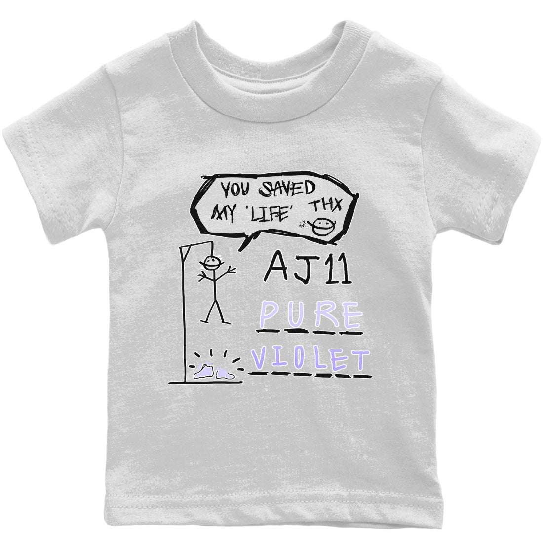 Jordan 11 Pure Violet Sneaker Matching T-Shirt Hangman Sneaker Tees Jordan 11 Pure Violet Sneaker Release Tees Kids Shirts