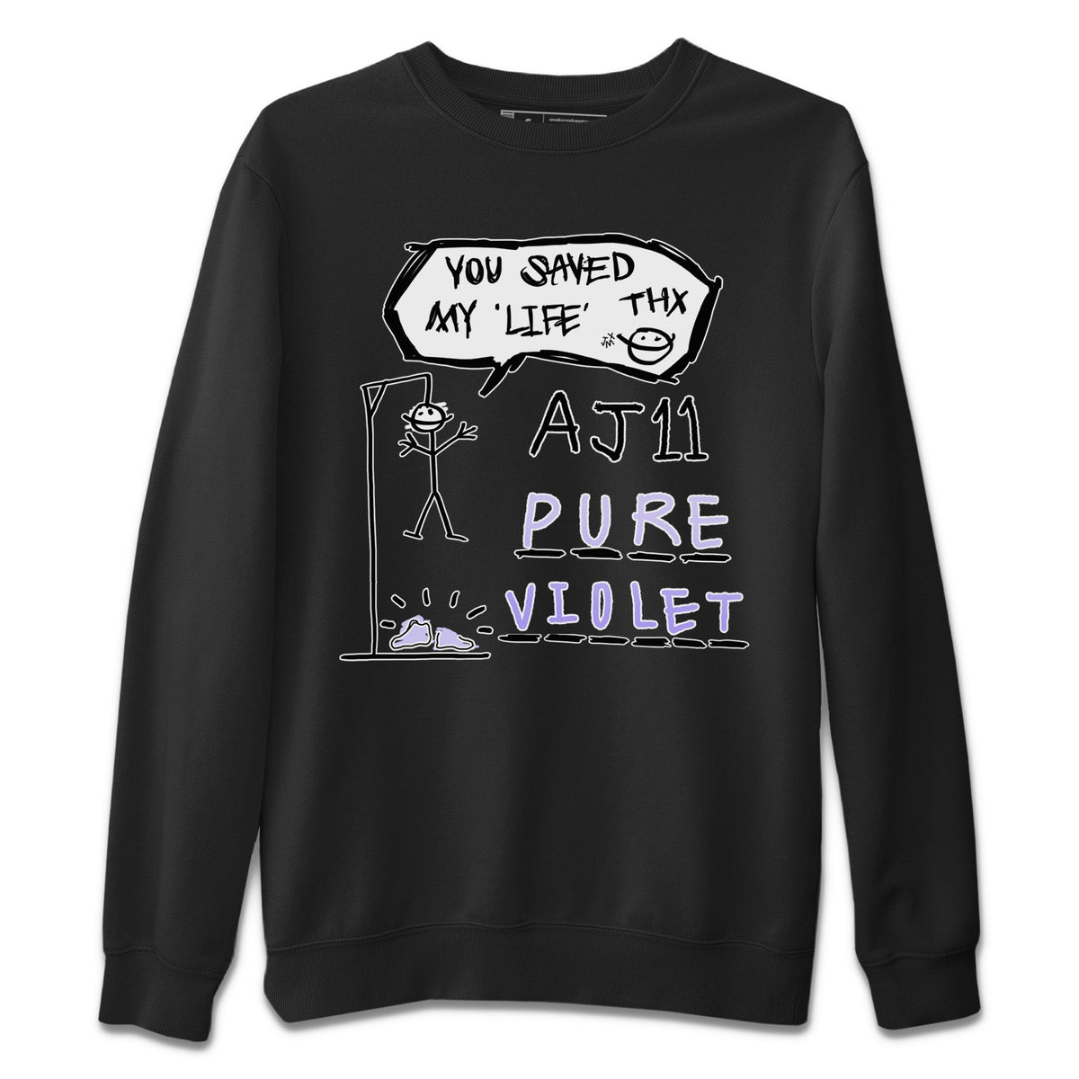 Jordan 11 Pure Violet Sneaker Matching T-Shirt Hangman Sneaker Tees Jordan 11 Pure Violet Sneaker Release Tees Crew Neck Tees