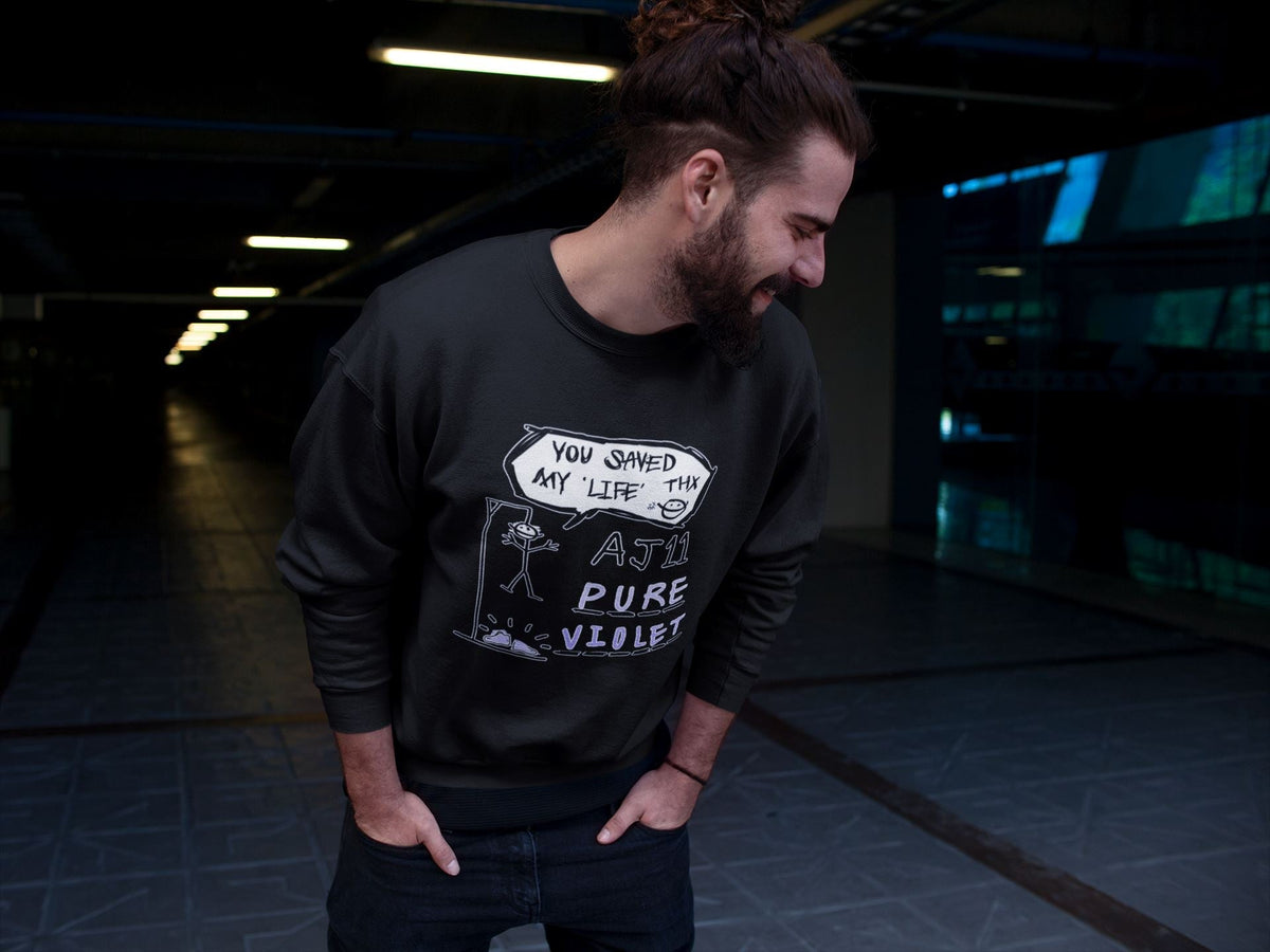 Jordan 11 Pure Violet Sneaker Matching T-Shirt Hangman Sneaker Tees Jordan 11 Pure Violet Sneaker Release Tees Crew Neck Tees