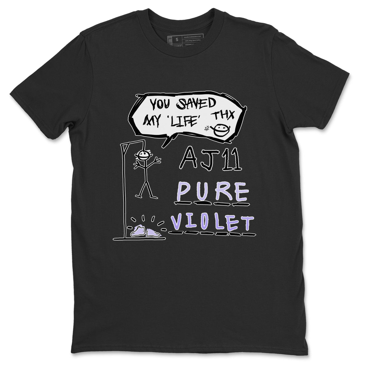 Jordan 11 Pure Violet Sneaker Matching T-Shirt Hangman Sneaker Tees Jordan 11 Pure Violet Sneaker Release Tees Crew Neck Tees