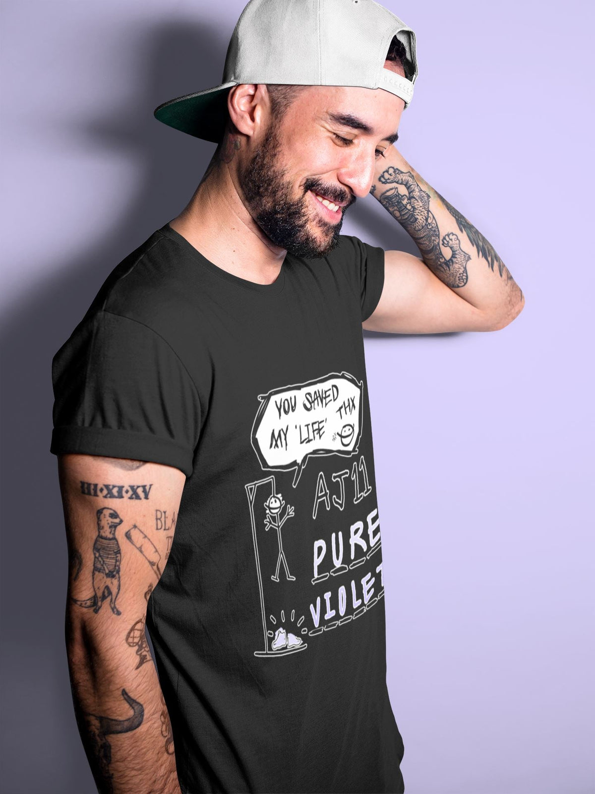 Jordan 11 Pure Violet Sneaker Matching T-Shirt Hangman Sneaker Tees Jordan 11 Pure Violet Sneaker Release Tees Crew Neck Tees