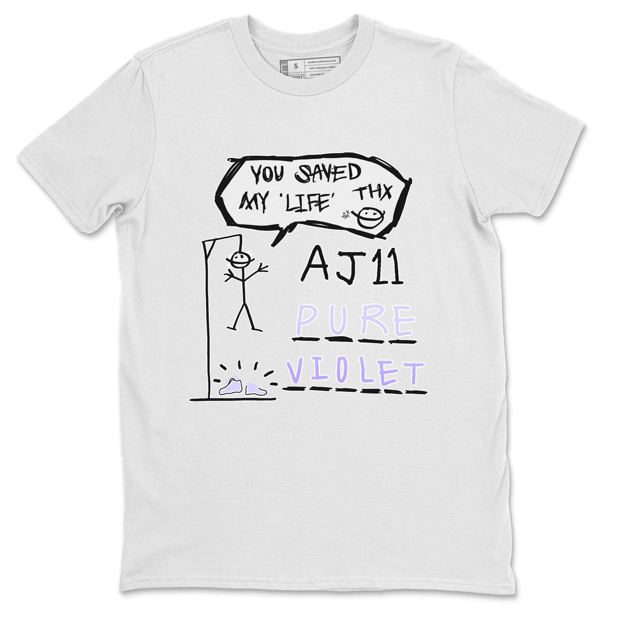 Jordan 11 Pure Violet Sneaker Matching T-Shirt Hangman Sneaker Tees Jordan 11 Pure Violet Sneaker Release Tees Crew Neck Tees