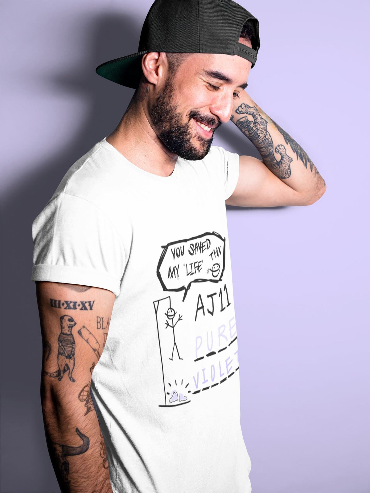 Jordan 11 Pure Violet Sneaker Matching T-Shirt Hangman Sneaker Tees Jordan 11 Pure Violet Sneaker Release Tees Crew Neck Tees
