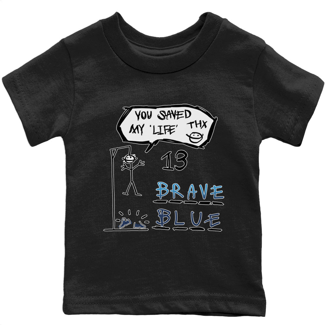 Jordan 13 Brave Blue Sneaker Matching T-Shirt Hangman Sneaker Tees Jordan 13 Brave Blue Sneaker Release Tees Kids Shirts