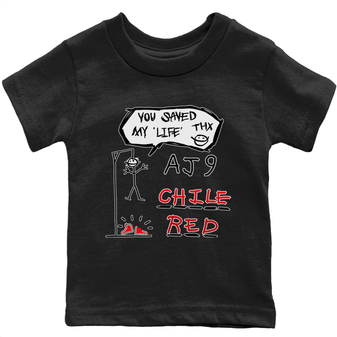 Jordan 9 Chile Red Shirt To Match Jordans Hangman Sneaker Tees Jordan 9 Chile Red Drip Gear Zone Sneaker Matching Clothing Kids Shirts
