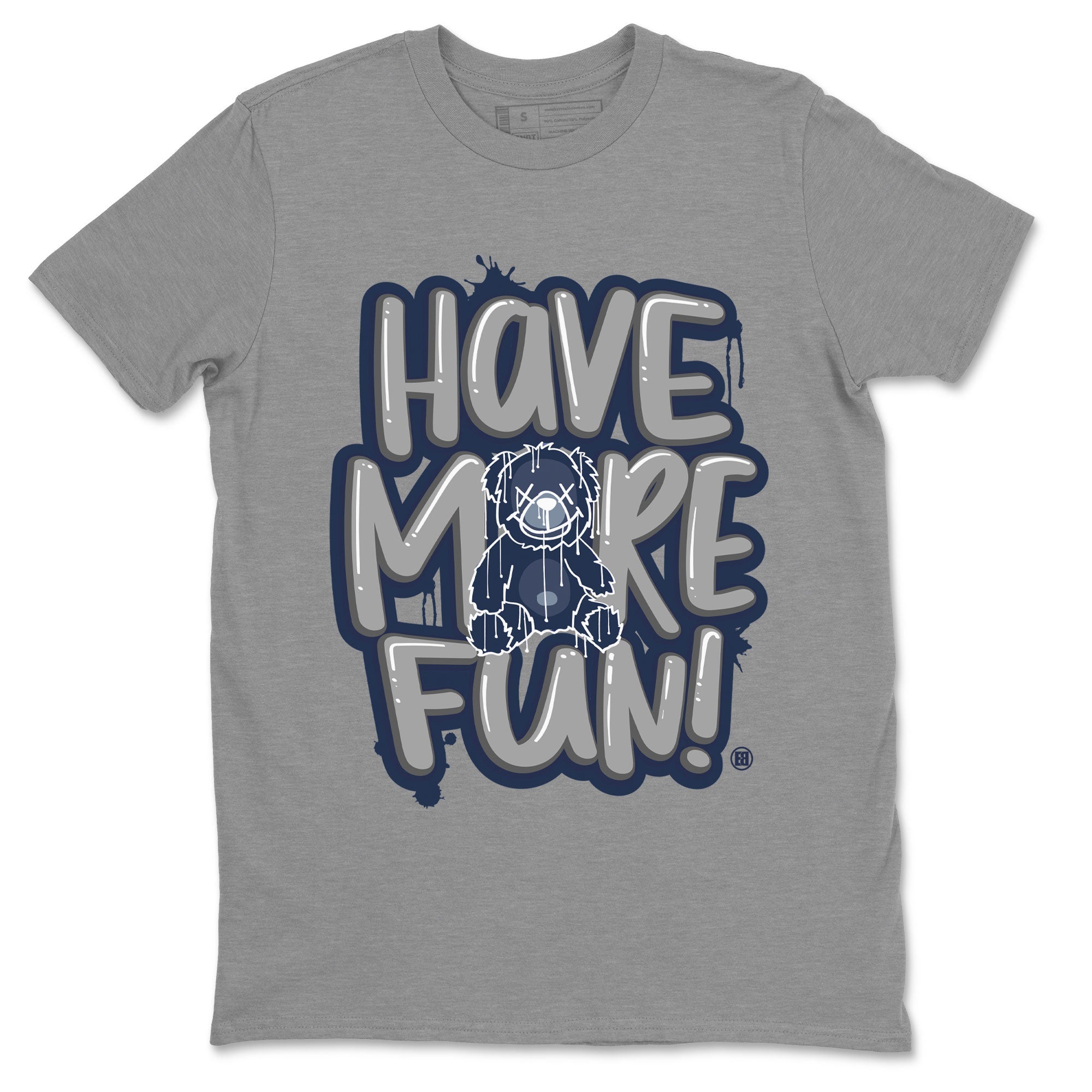 Air Jordan 5 Navy Sneaker Match Tees Have More Fun Streetwear Sneaker Shirt Air Jordan 5 Georgetown Drip Gear Zone Sneaker Matching Clothing Short Sleeve T-Shirt Heather Grey 2