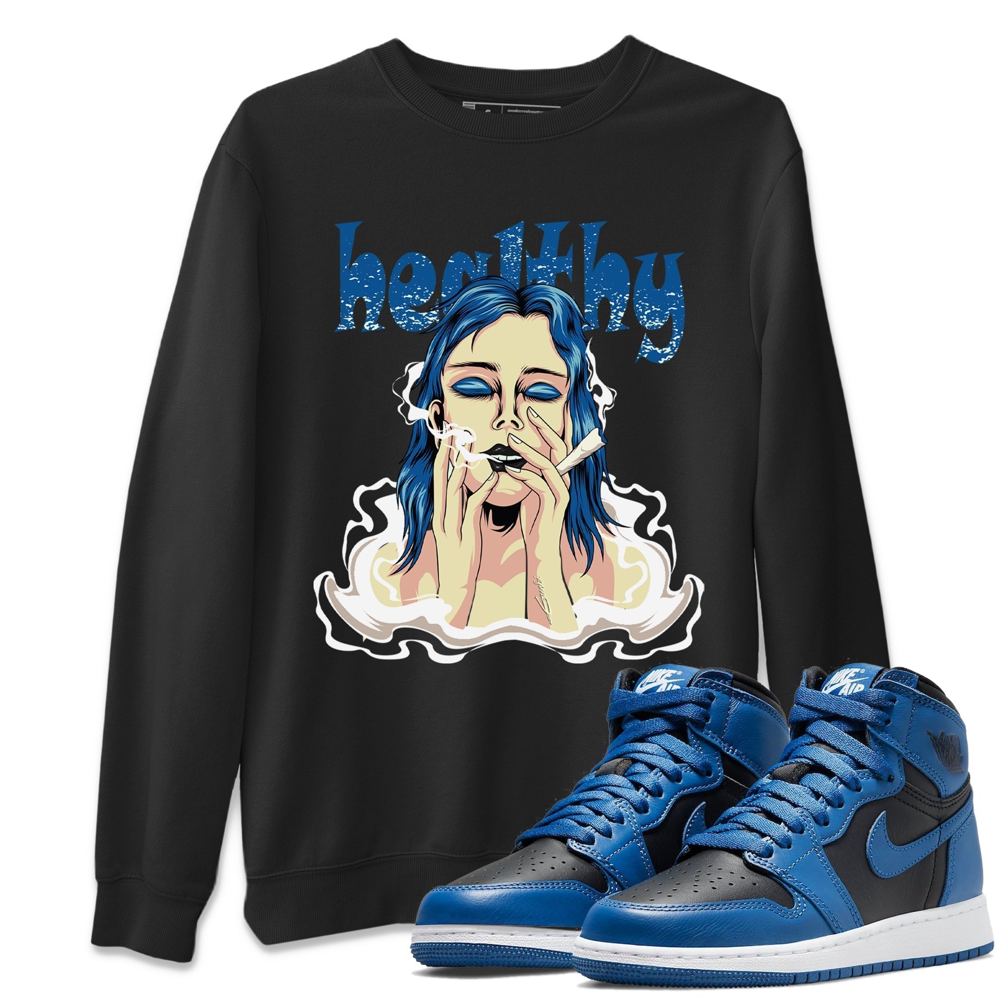 Jordan 1 Dark Marina Blue Sneaker Matching T-Shirt Healthy Sneaker Tees Jordan 1 Dark Marina Blue Sneaker Release Tees Crew Neck Tees