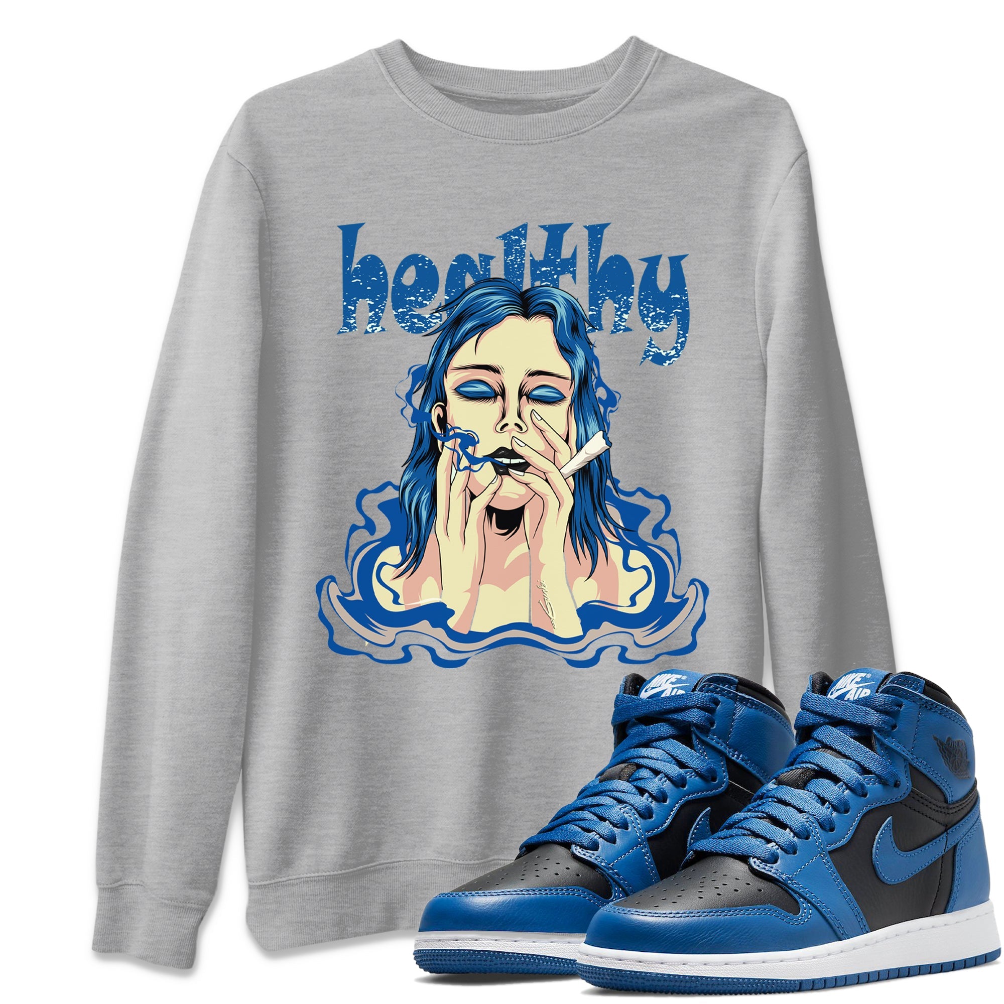 Jordan 1 Dark Marina Blue Sneaker Matching T-Shirt Healthy Sneaker Tees Jordan 1 Dark Marina Blue Sneaker Release Tees Crew Neck Tees