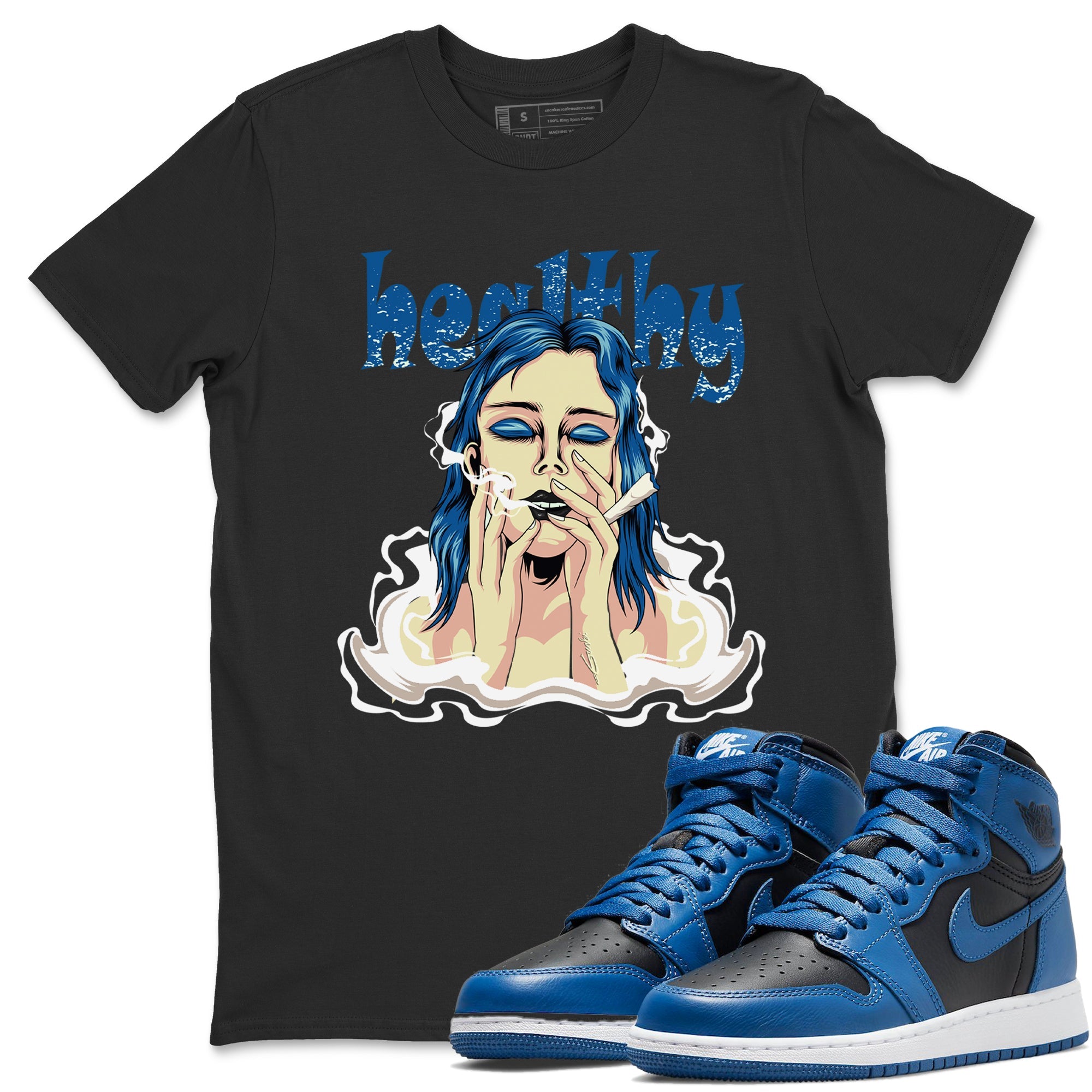 Jordan 1 Dark Marina Blue Sneaker Matching T-Shirt Healthy Sneaker Tees Jordan 1 Dark Marina Blue Sneaker Release Tees Crew Neck Tees