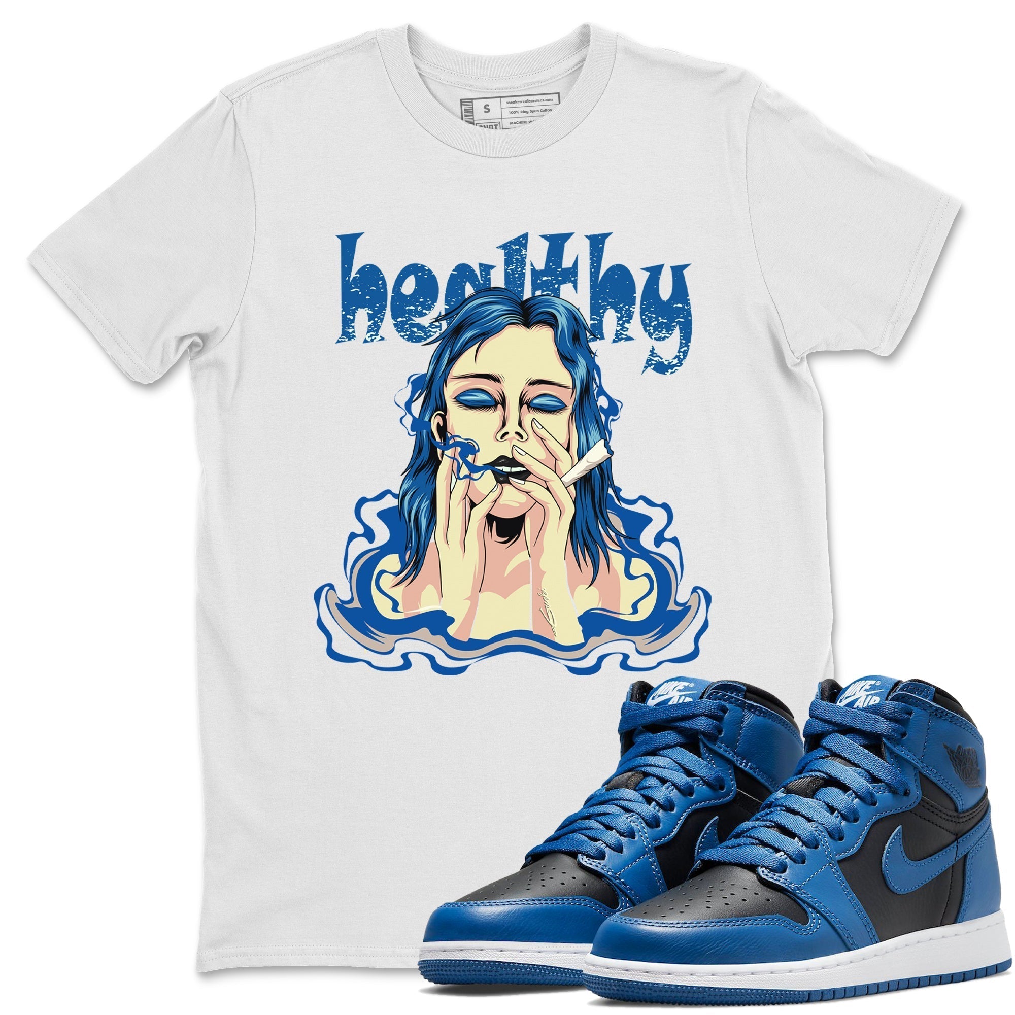 Jordan 1 Dark Marina Blue Sneaker Matching T-Shirt Healthy Sneaker Tees Jordan 1 Dark Marina Blue Sneaker Release Tees Crew Neck Tees