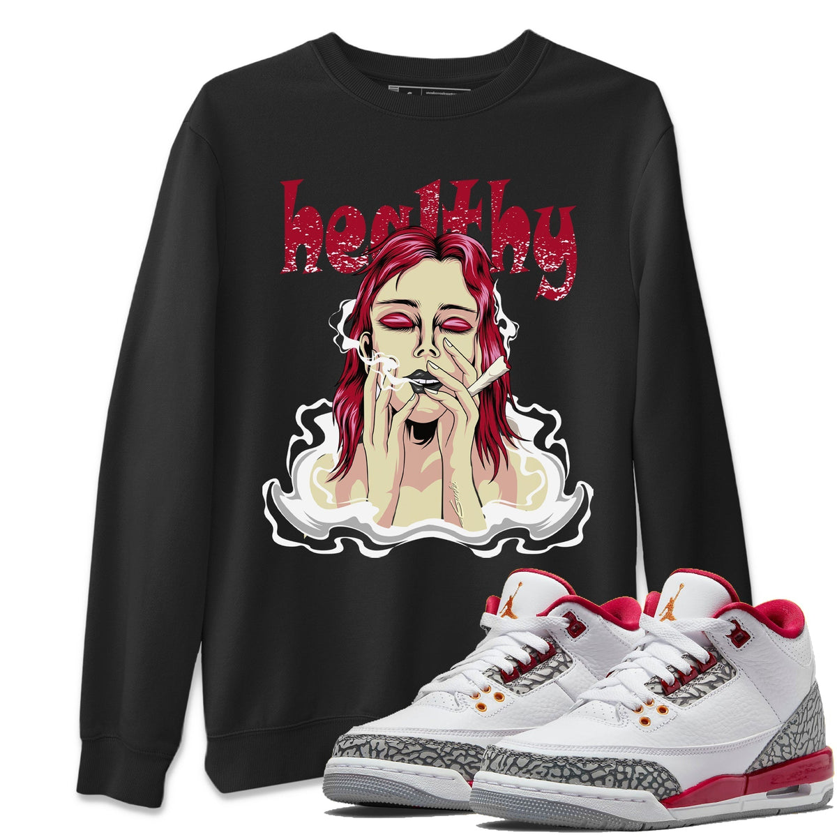 Jordan 3 Cardinal Sneaker Matching T-Shirt Healthy Sneaker Tees Jordan 3 Cardinal Sneaker Release Tees Crew Neck Tees