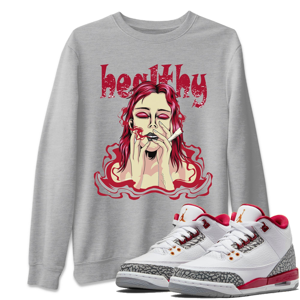 Jordan 3 Cardinal Sneaker Matching T-Shirt Healthy Sneaker Tees Jordan 3 Cardinal Sneaker Release Tees Crew Neck Tees