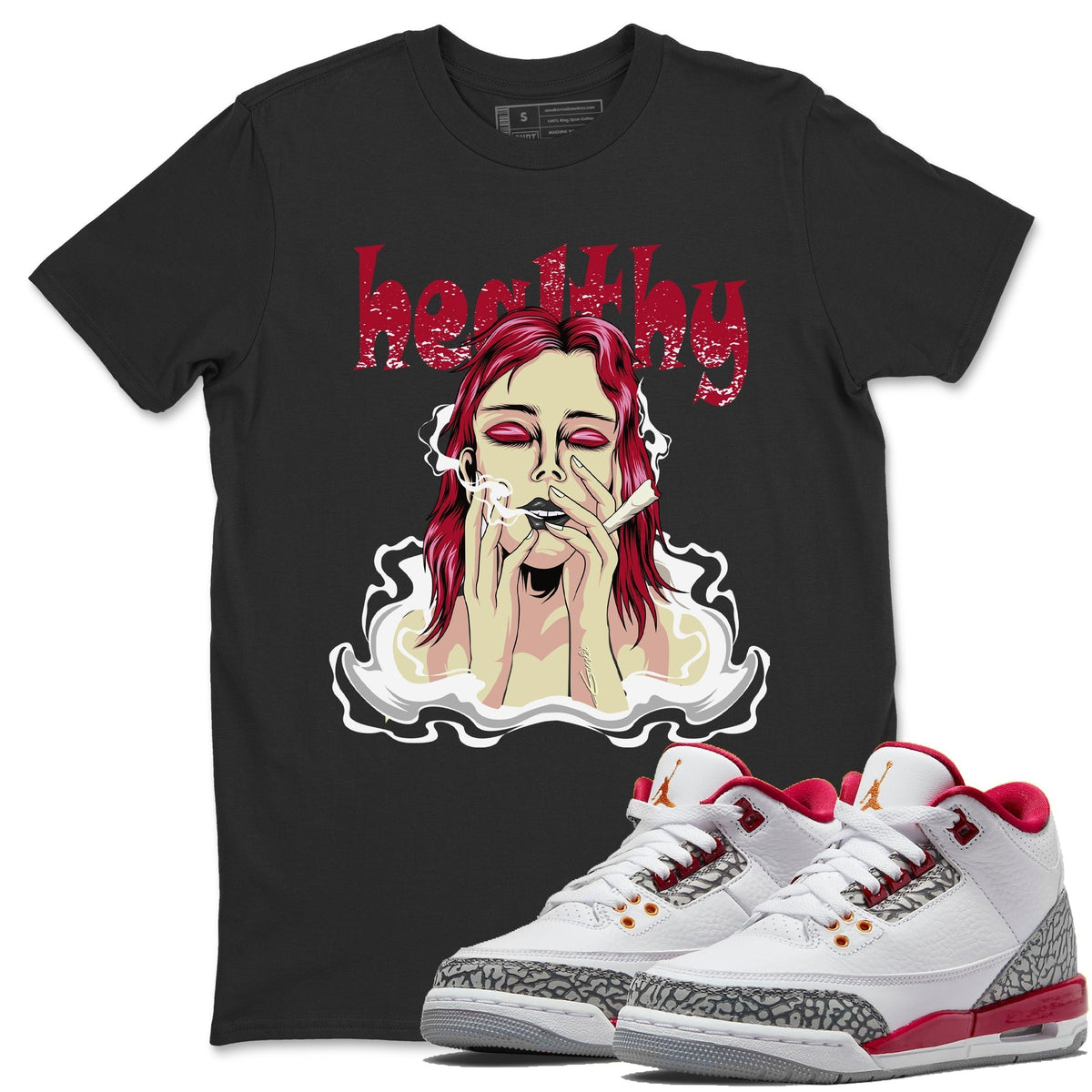 Jordan 3 Cardinal Sneaker Matching T-Shirt Healthy Sneaker Tees Jordan 3 Cardinal Sneaker Release Tees Crew Neck Tees