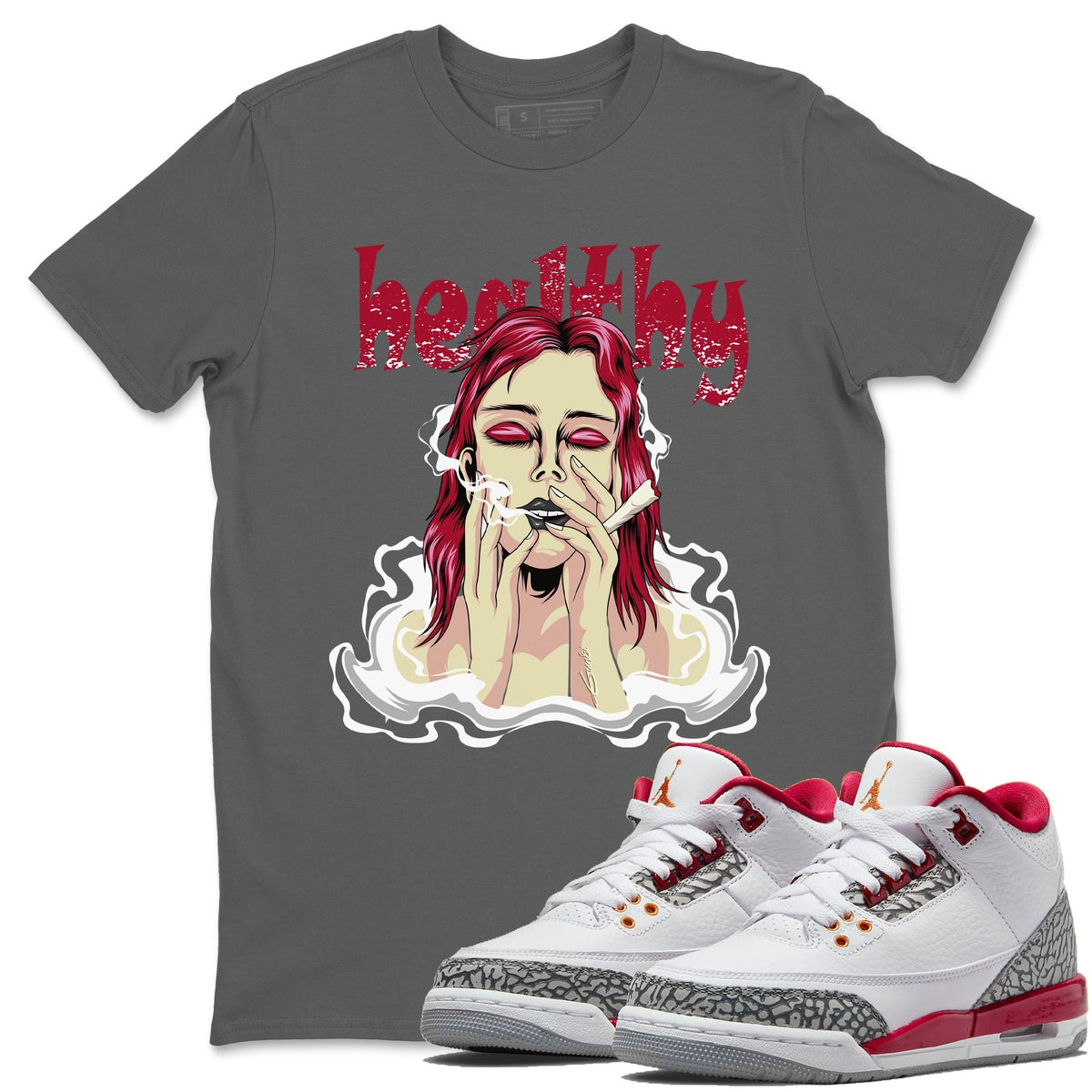 Jordan 3 Cardinal Sneaker Matching T-Shirt Healthy Sneaker Tees Jordan 3 Cardinal Sneaker Release Tees Crew Neck Tees