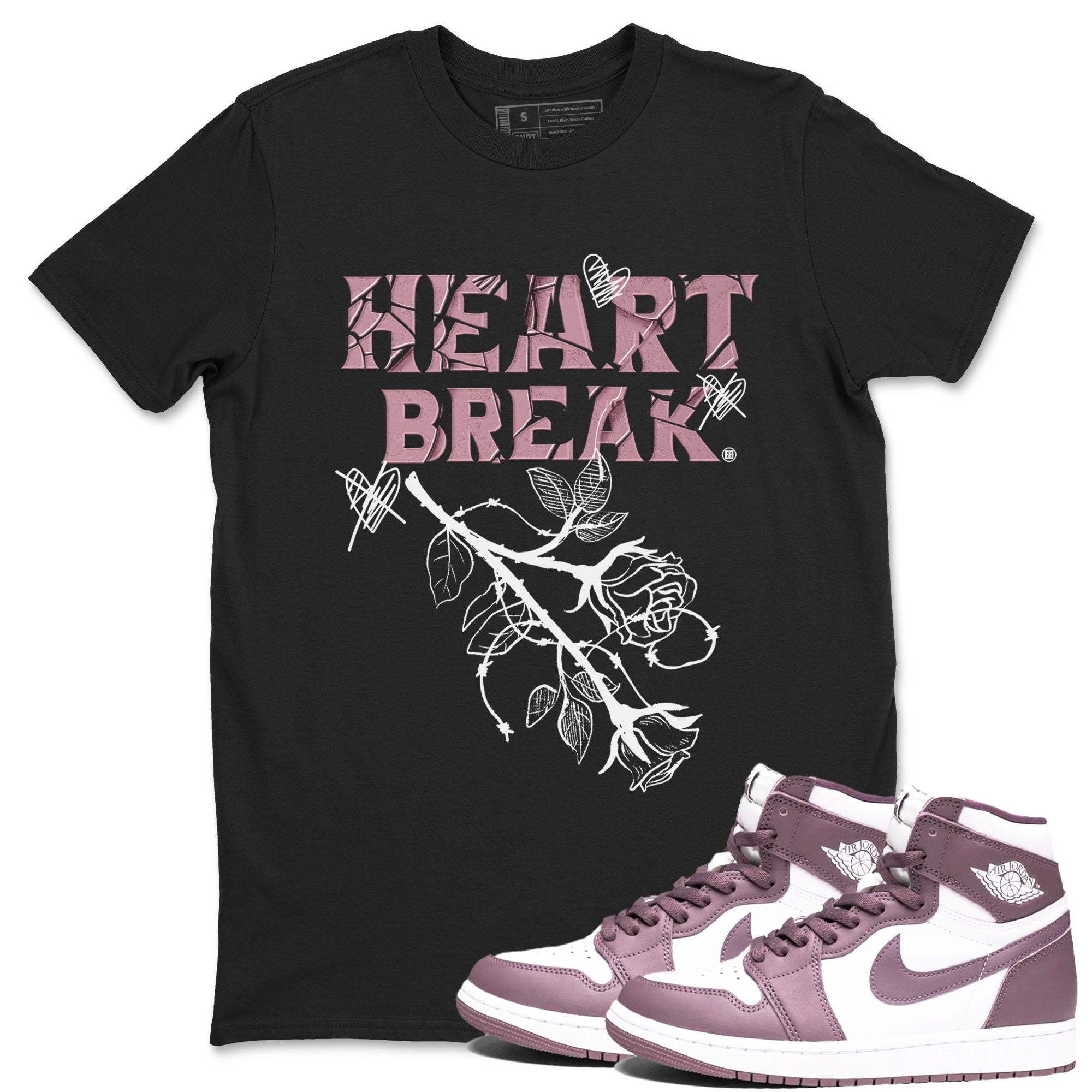 Air Jordan 1 Mauve shirt to match jordans Heart Break sneaker matching Sneaker Matching Tee Jordan 1 High OG Mauve Drip Gear Zone Unisex Black 1 Sneaker Matching Tee